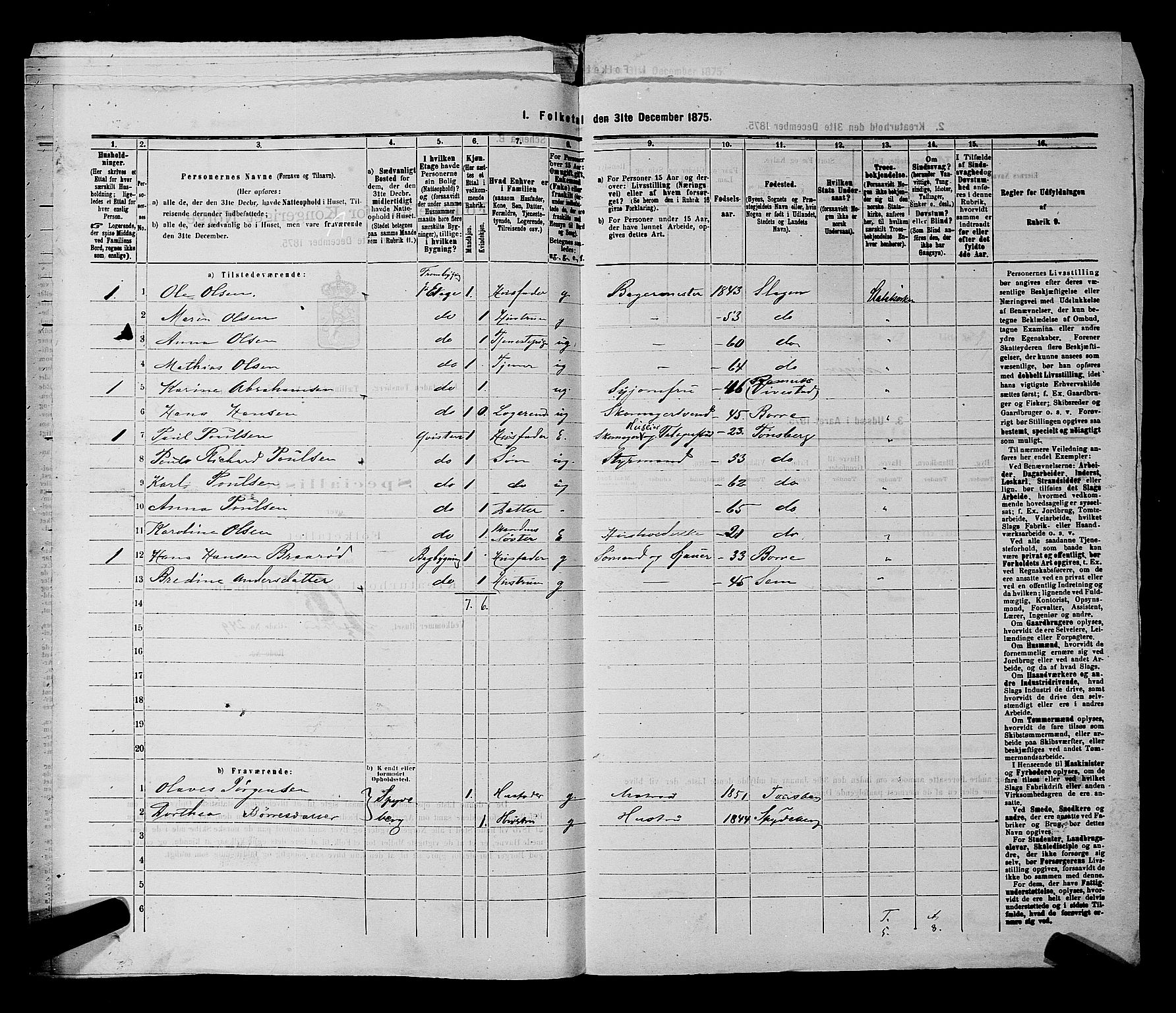 SAKO, 1875 census for 0705P Tønsberg, 1875, p. 411