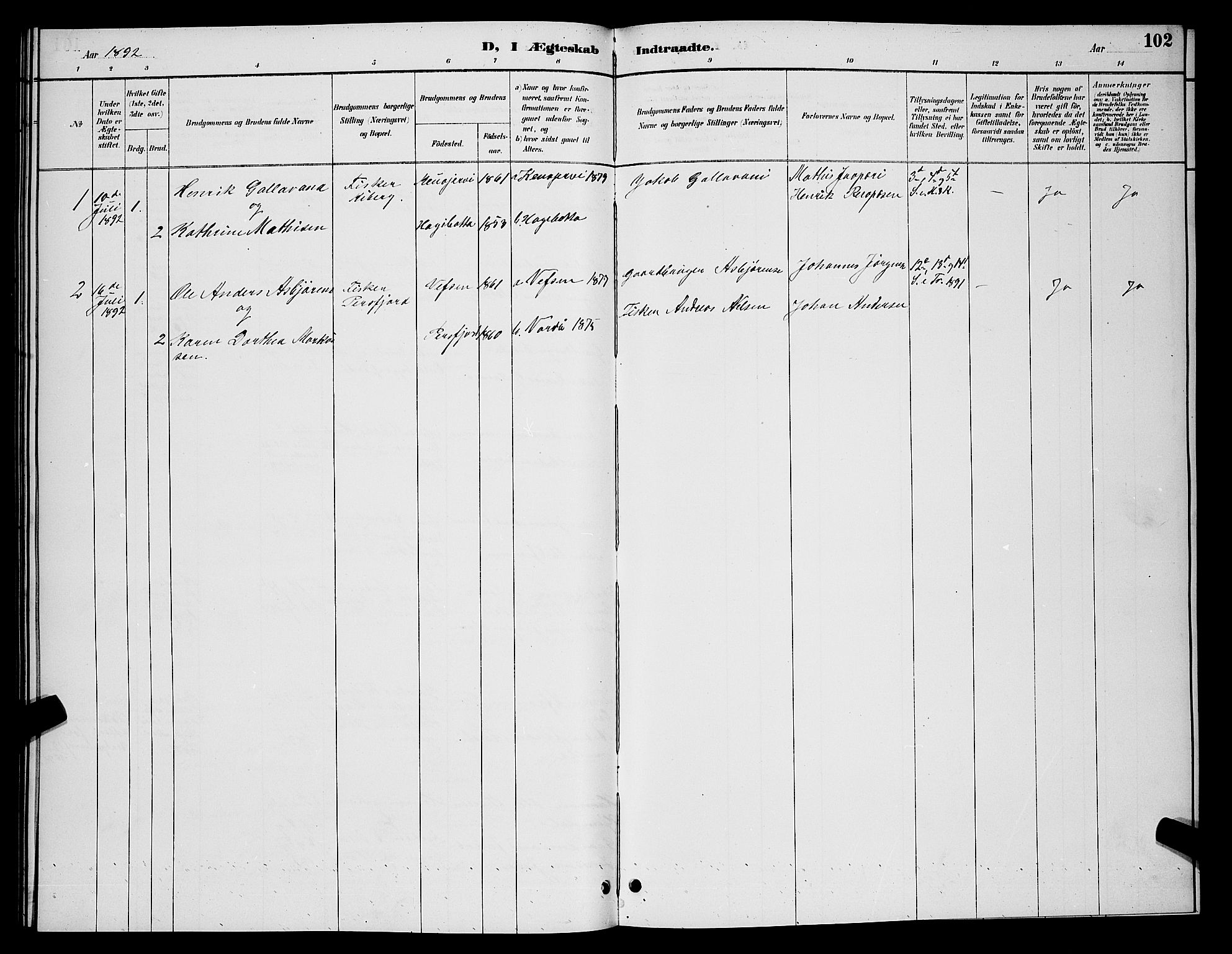 Vardø sokneprestkontor, SATØ/S-1332/H/Hb/L0007klokker: Parish register (copy) no. 7, 1887-1892, p. 102