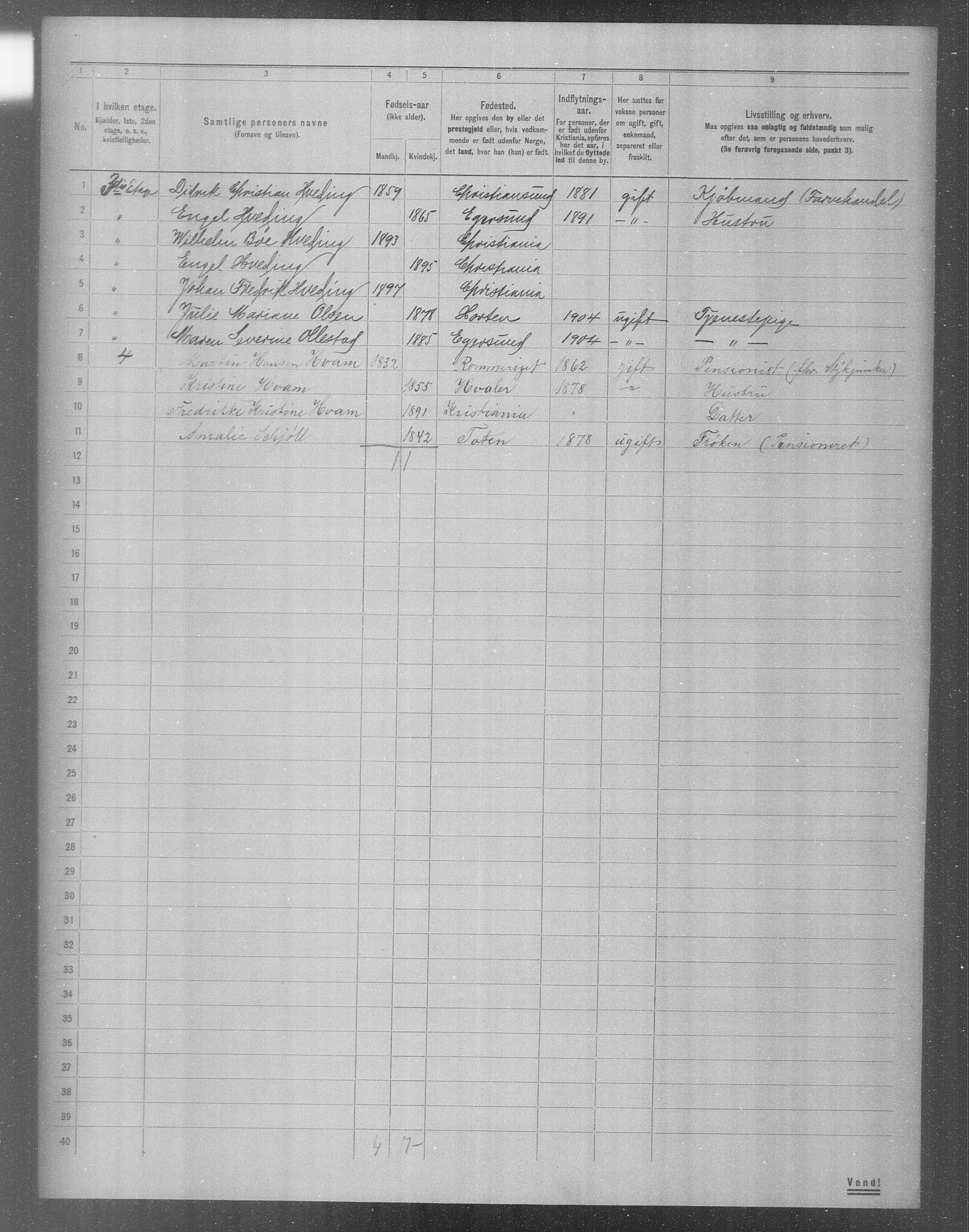 OBA, Municipal Census 1904 for Kristiania, 1904, p. 9577