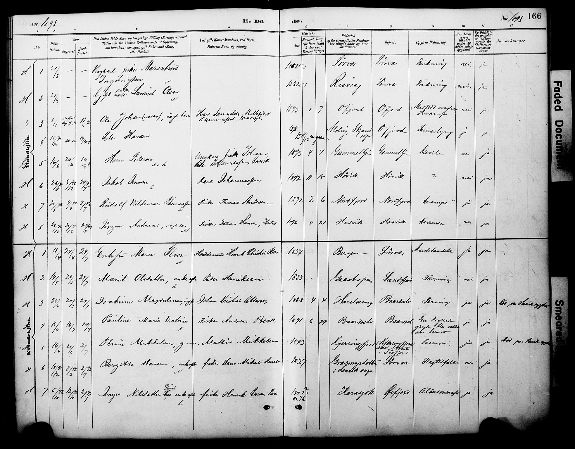 Loppa sokneprestkontor, AV/SATØ-S-1339/H/Ha/L0008kirke: Parish register (official) no. 8, 1889-1907, p. 166