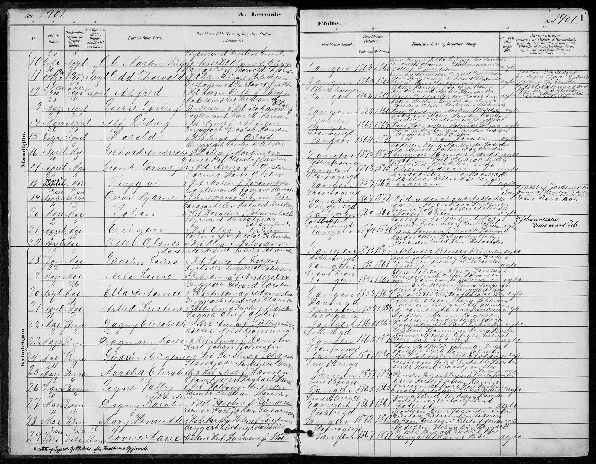 Strømsø kirkebøker, AV/SAKO-A-246/F/Fb/L0007: Parish register (official) no. II 7, 1887-1928, p. 1