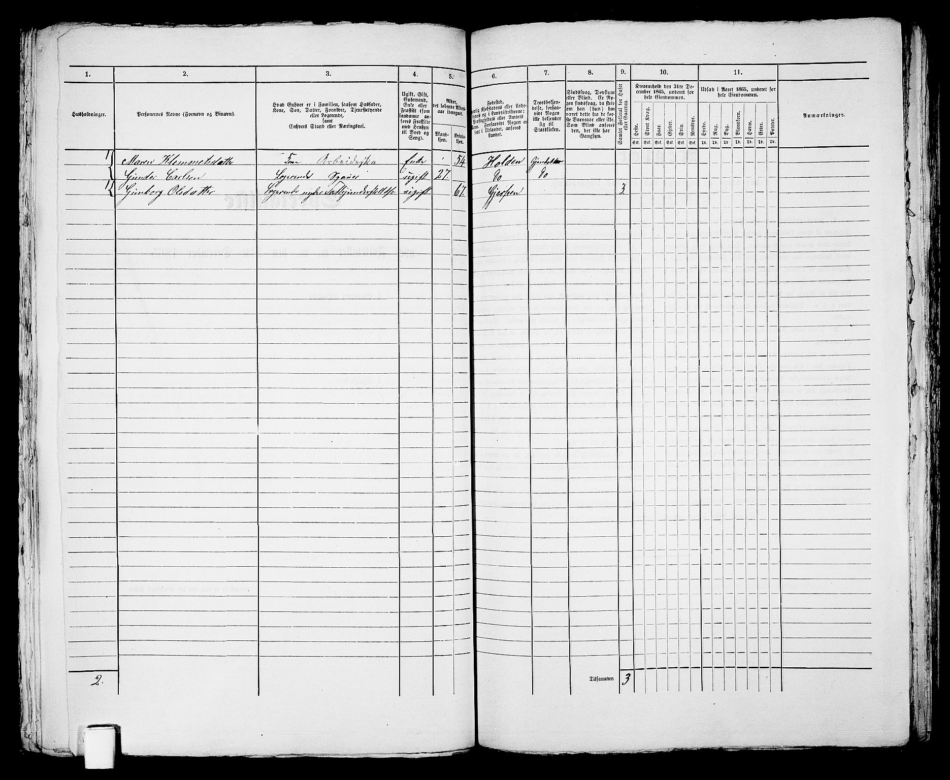 RA, 1865 census for Skien, 1865, p. 988