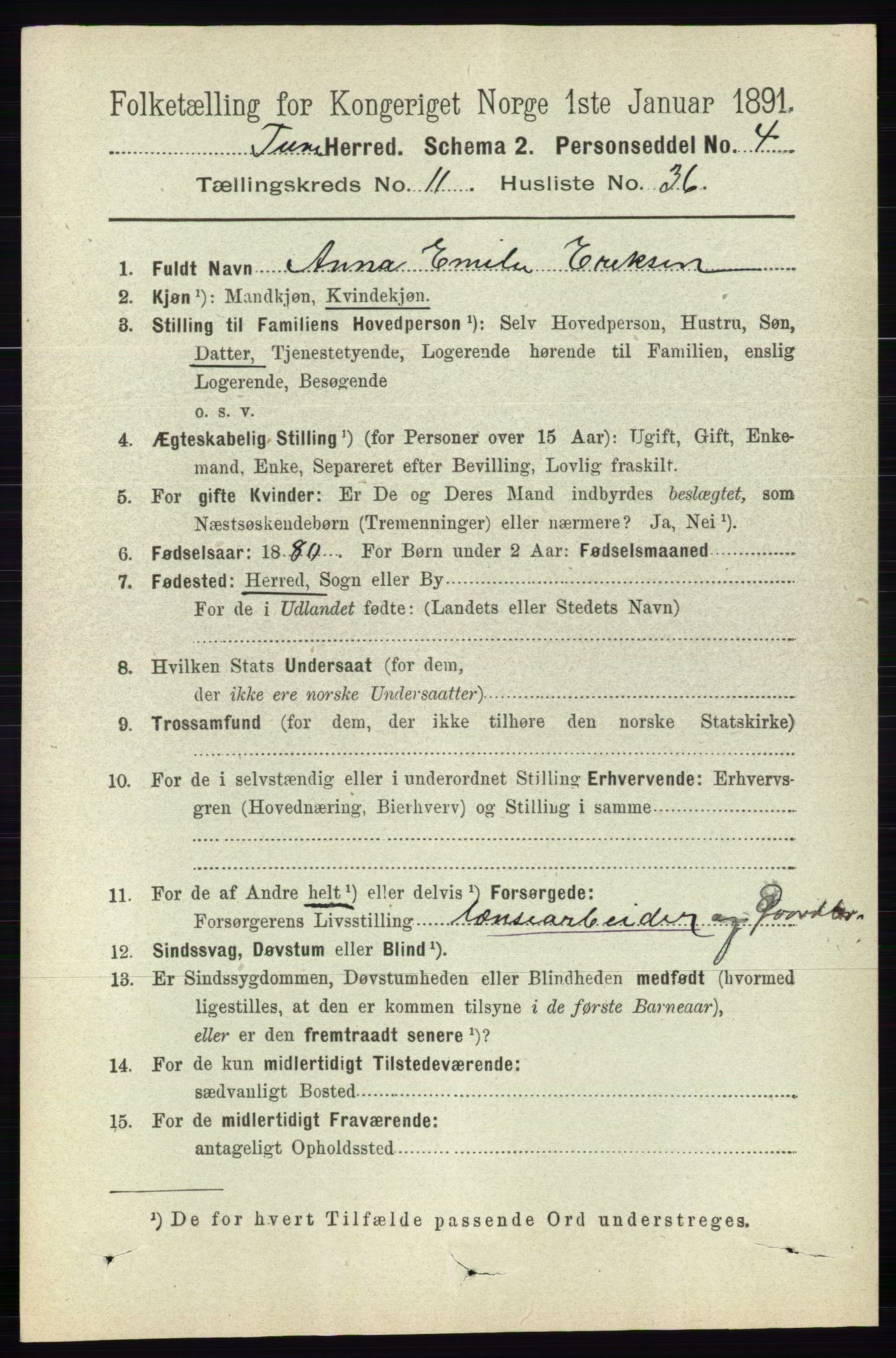 RA, 1891 census for 0130 Tune, 1891, p. 7144