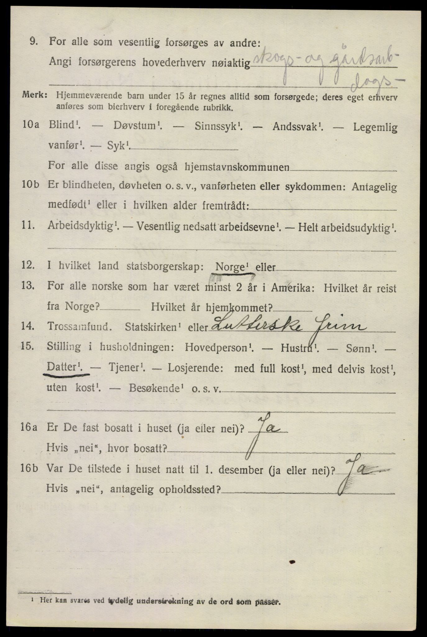 SAKO, 1920 census for Nore, 1920, p. 3037