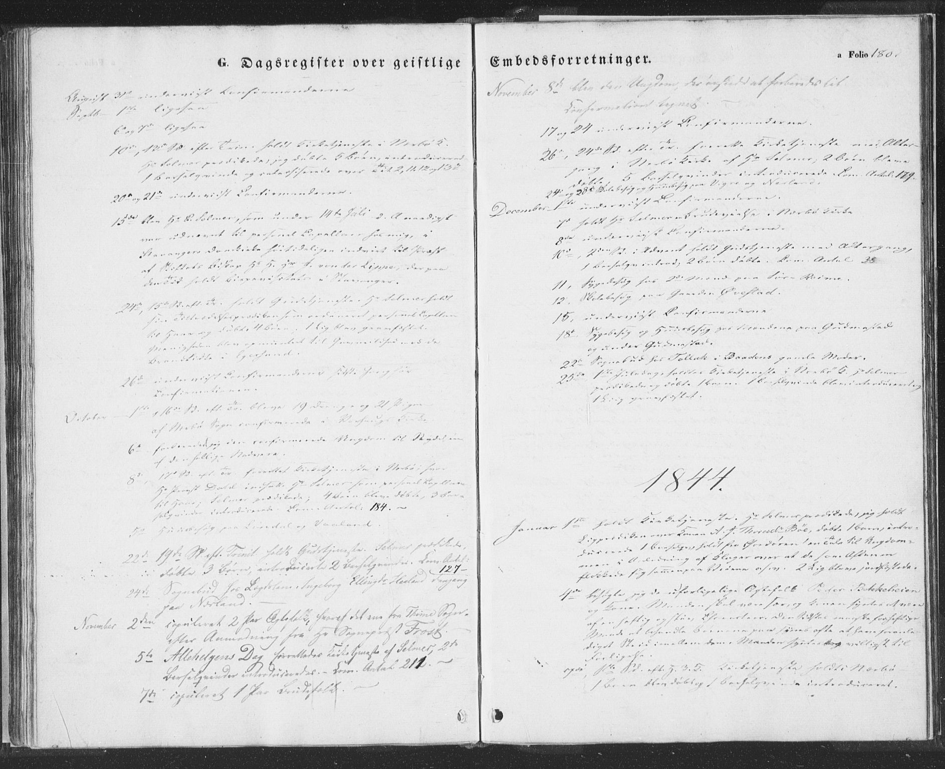 Hå sokneprestkontor, AV/SAST-A-101801/001/30BA/L0006: Parish register (official) no. A 5, 1842-1853, p. 180