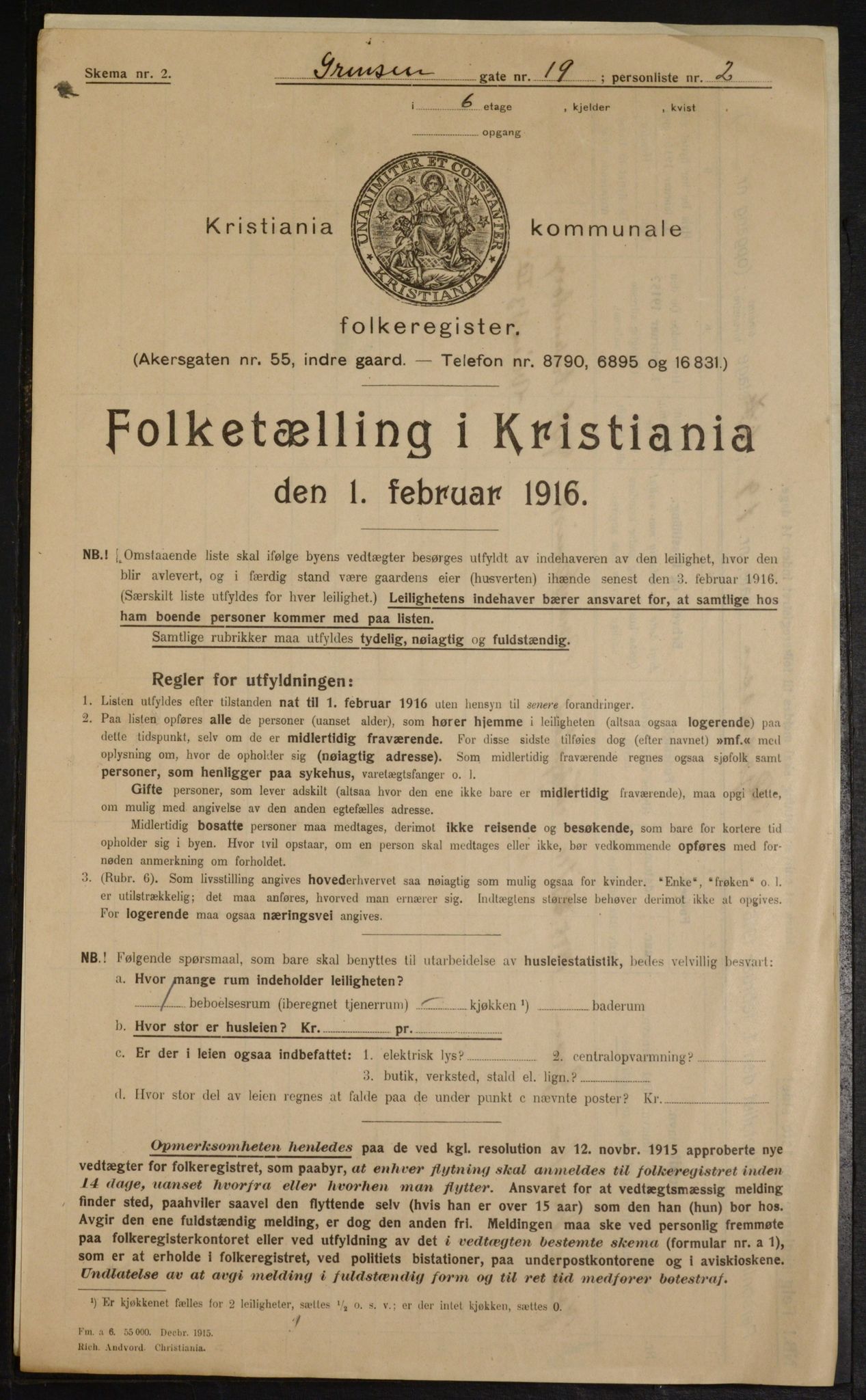 OBA, Municipal Census 1916 for Kristiania, 1916, p. 30435