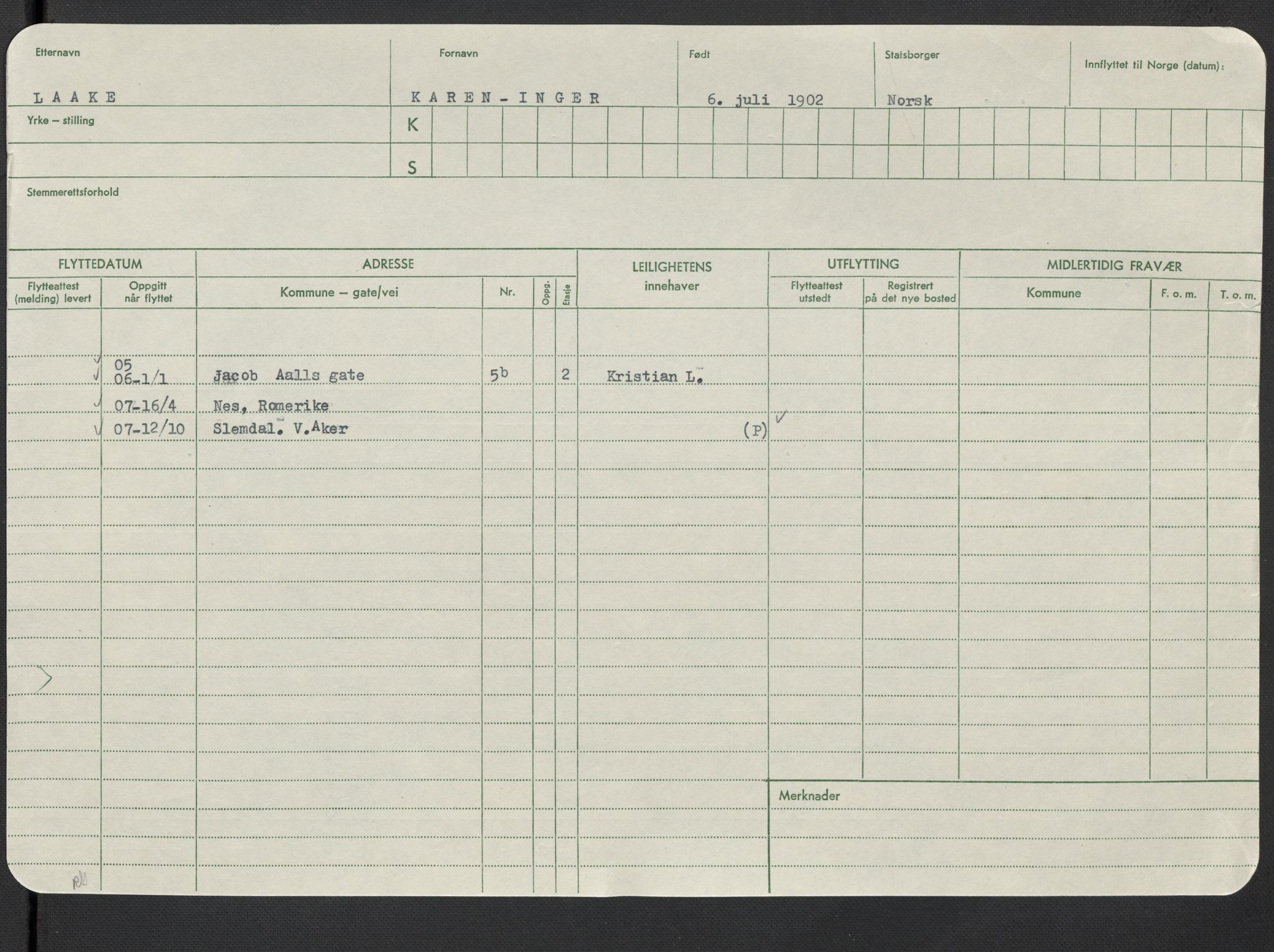 Oslo folkeregister, Registerkort, SAO/A-11715/F/Fa/Fac/L0019: Kvinner, 1906-1914, p. 701a