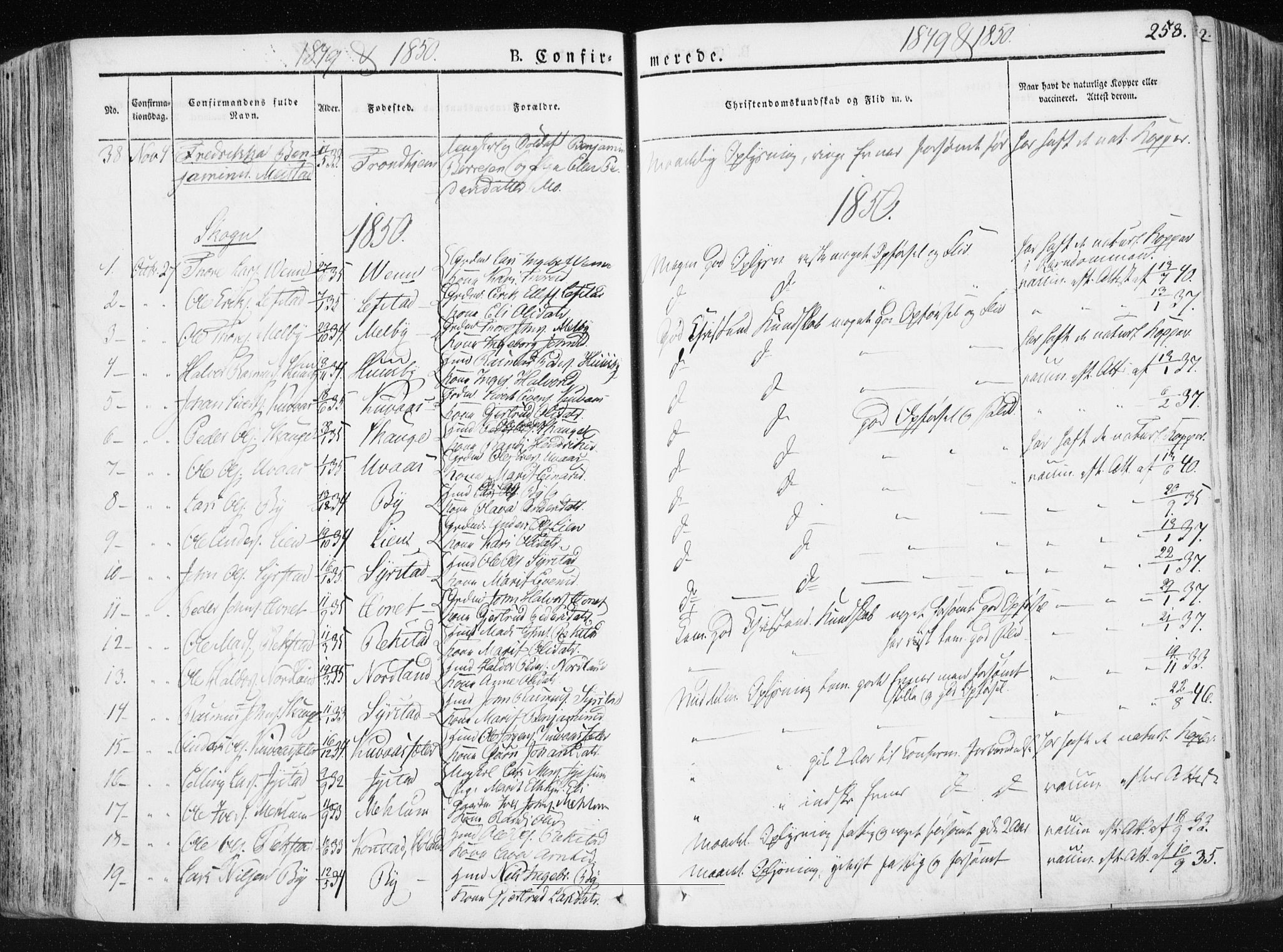 Ministerialprotokoller, klokkerbøker og fødselsregistre - Sør-Trøndelag, AV/SAT-A-1456/665/L0771: Parish register (official) no. 665A06, 1830-1856, p. 258