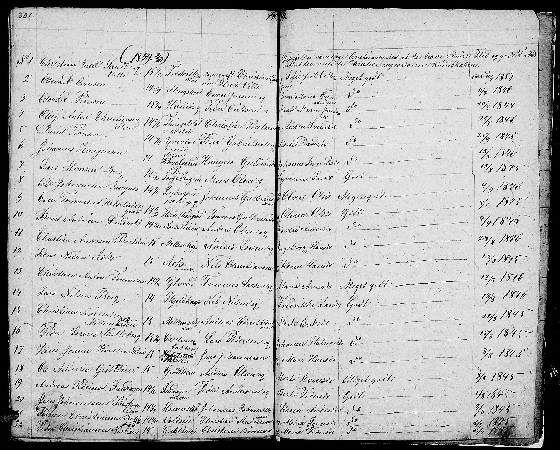 Nes prestekontor, Hedmark, SAH/PREST-020/L/La/L0004: Parish register (copy) no. 4, 1832-1861, p. 301