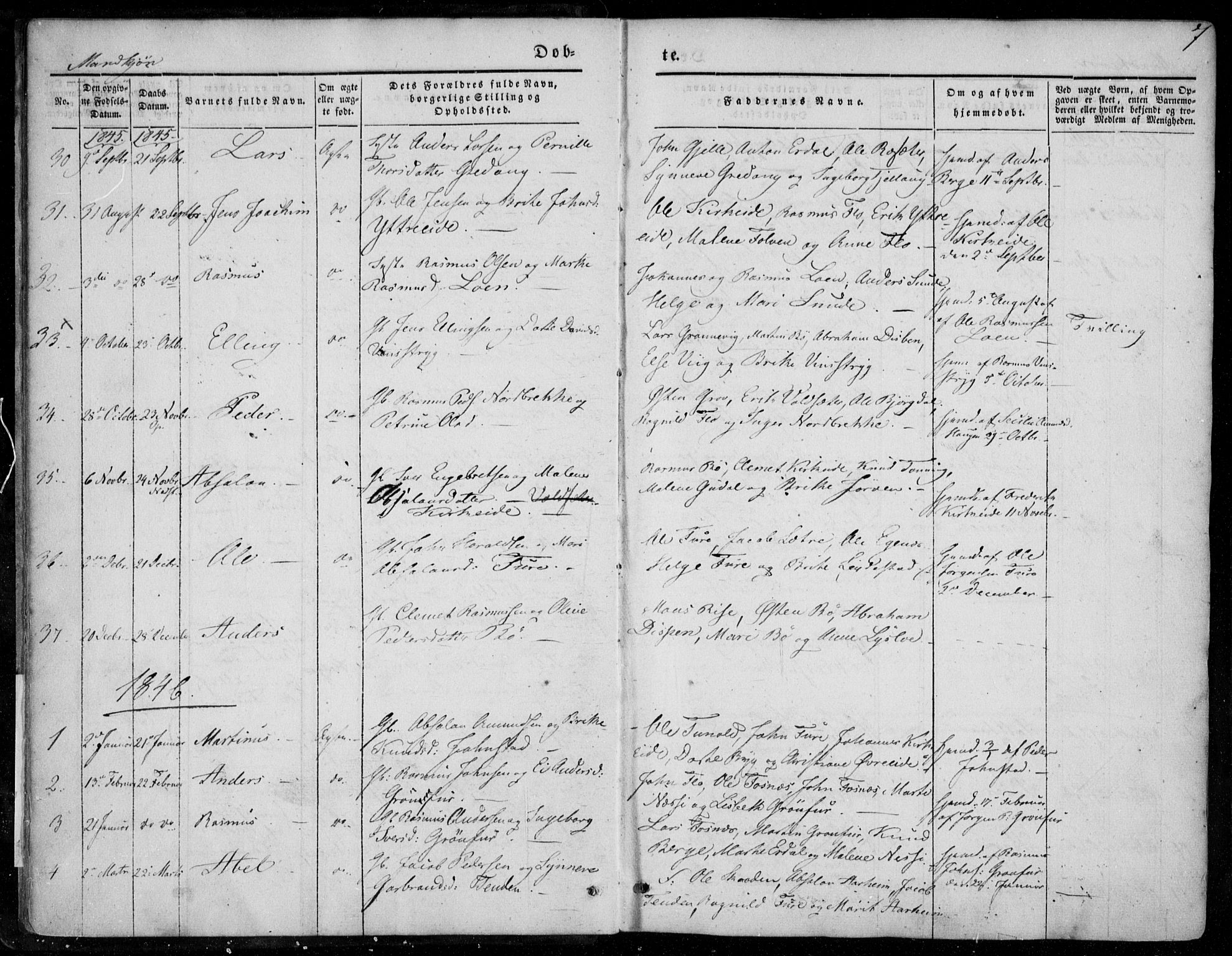 Stryn Sokneprestembete, SAB/A-82501: Parish register (official) no. A 2, 1844-1861, p. 7