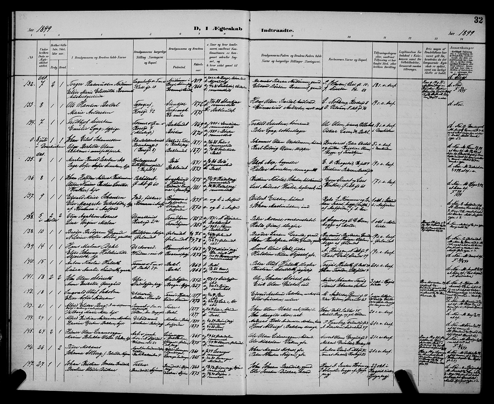 Ministerialprotokoller, klokkerbøker og fødselsregistre - Sør-Trøndelag, AV/SAT-A-1456/604/L0226: Parish register (copy) no. 604C09, 1897-1900, p. 32