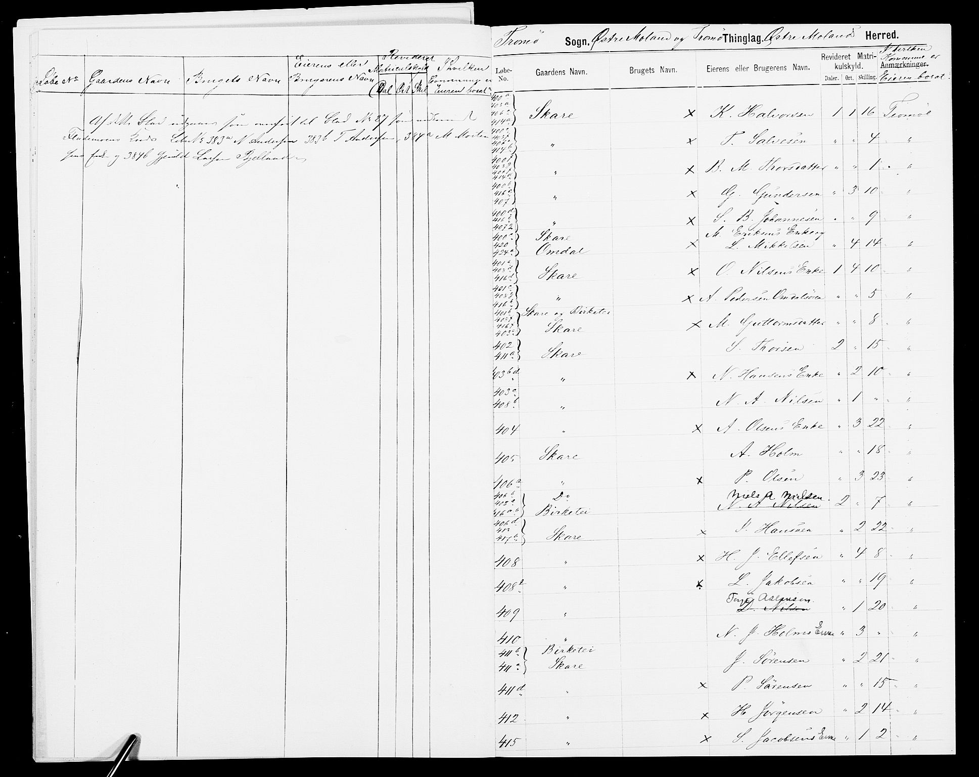 SAK, 1875 census for 0918P Austre Moland, 1875, p. 28