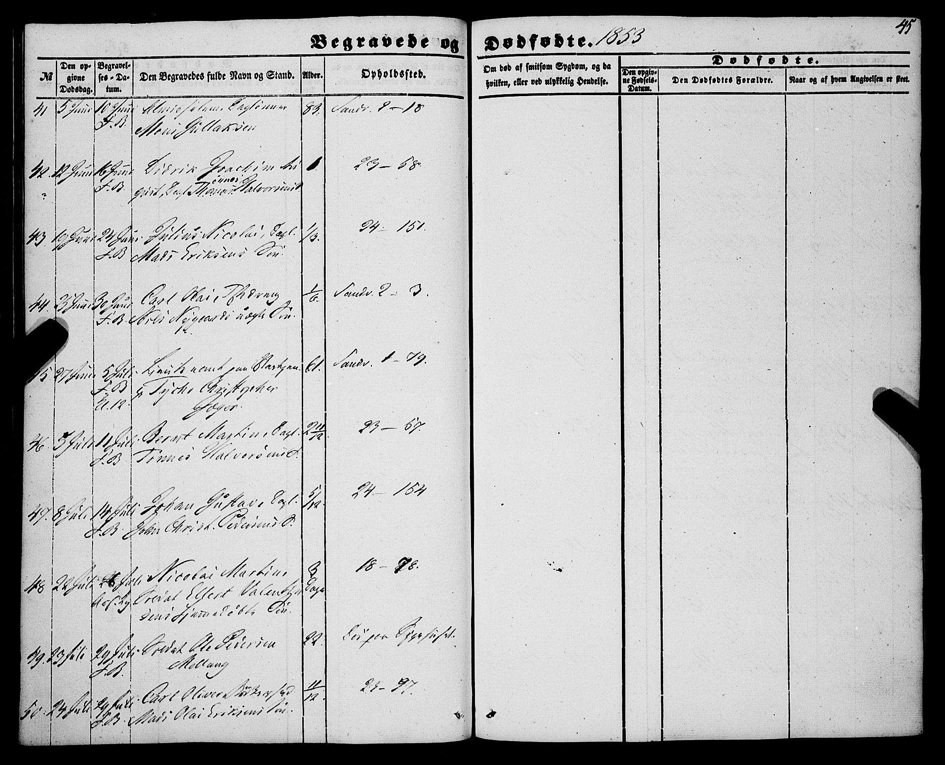 Korskirken sokneprestembete, SAB/A-76101/H/Haa: Parish register (official) no. E 2, 1848-1862, p. 45