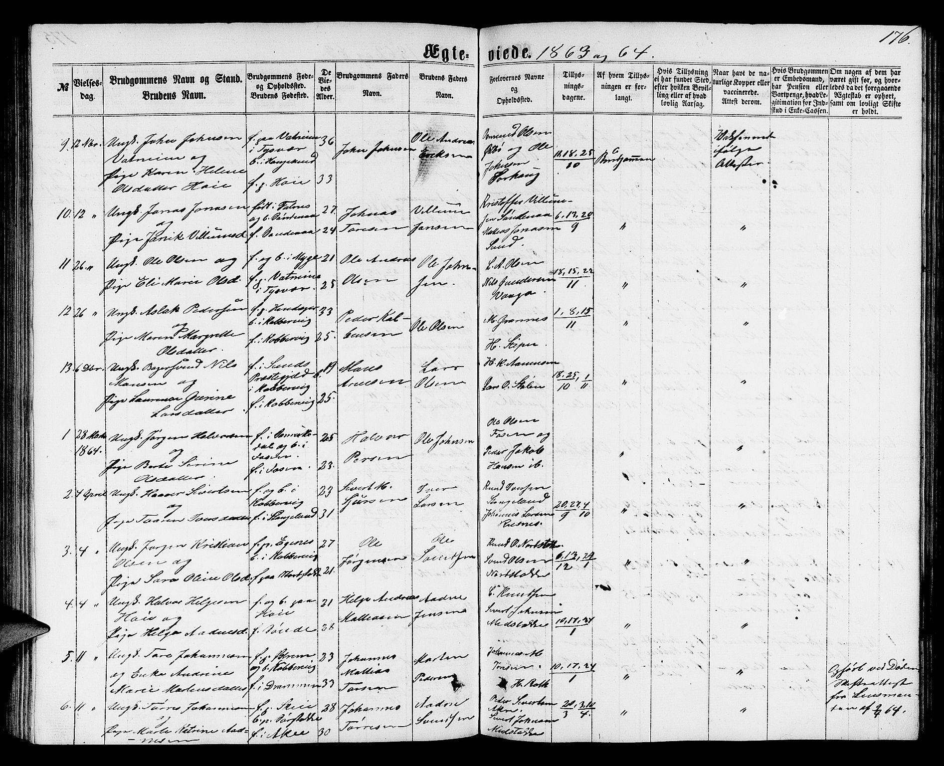 Avaldsnes sokneprestkontor, SAST/A -101851/H/Ha/Hab/L0004: Parish register (copy) no. B 4, 1861-1876, p. 176