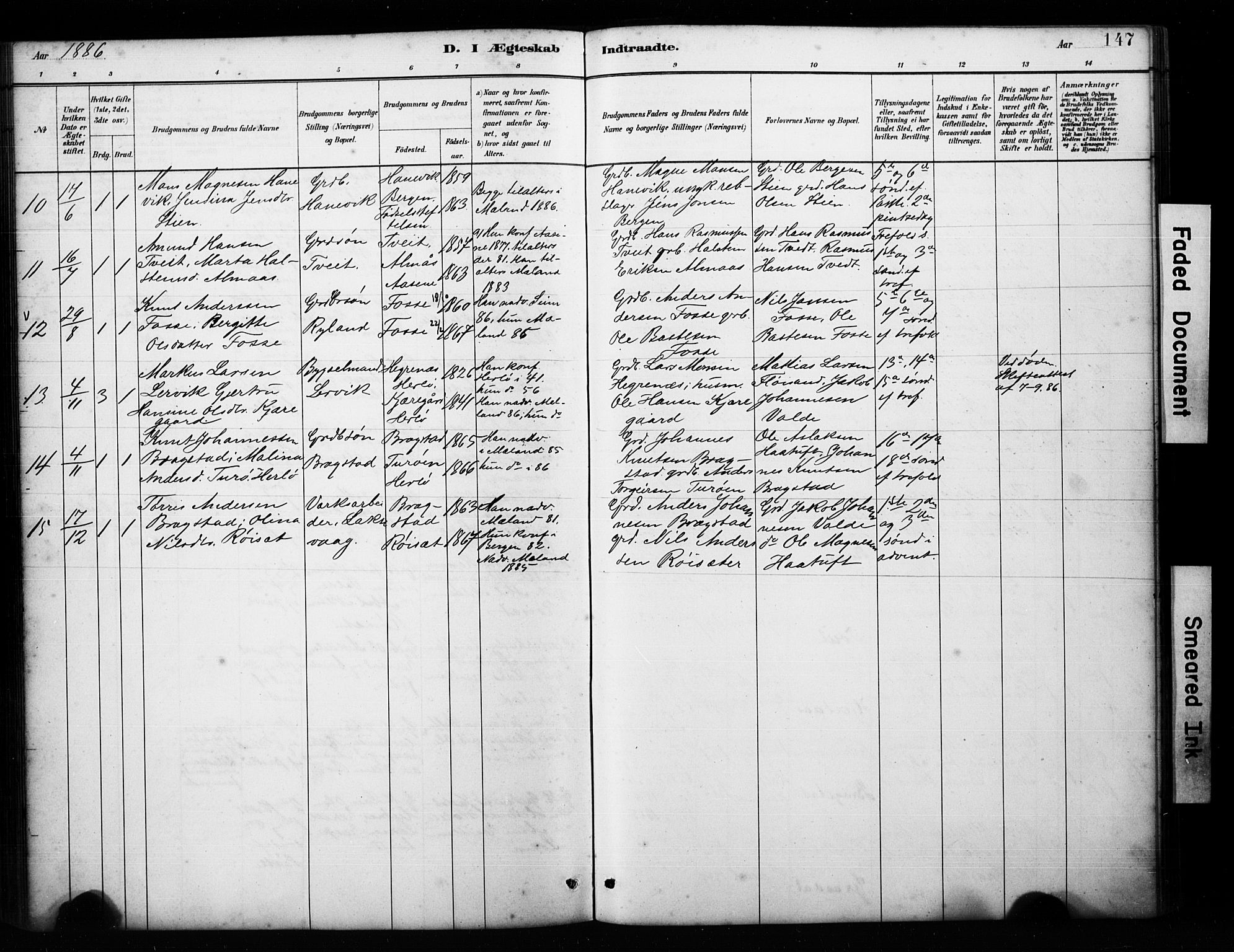 Alversund Sokneprestembete, AV/SAB-A-73901/H/Ha/Hab: Parish register (copy) no. C 3, 1881-1894, p. 147