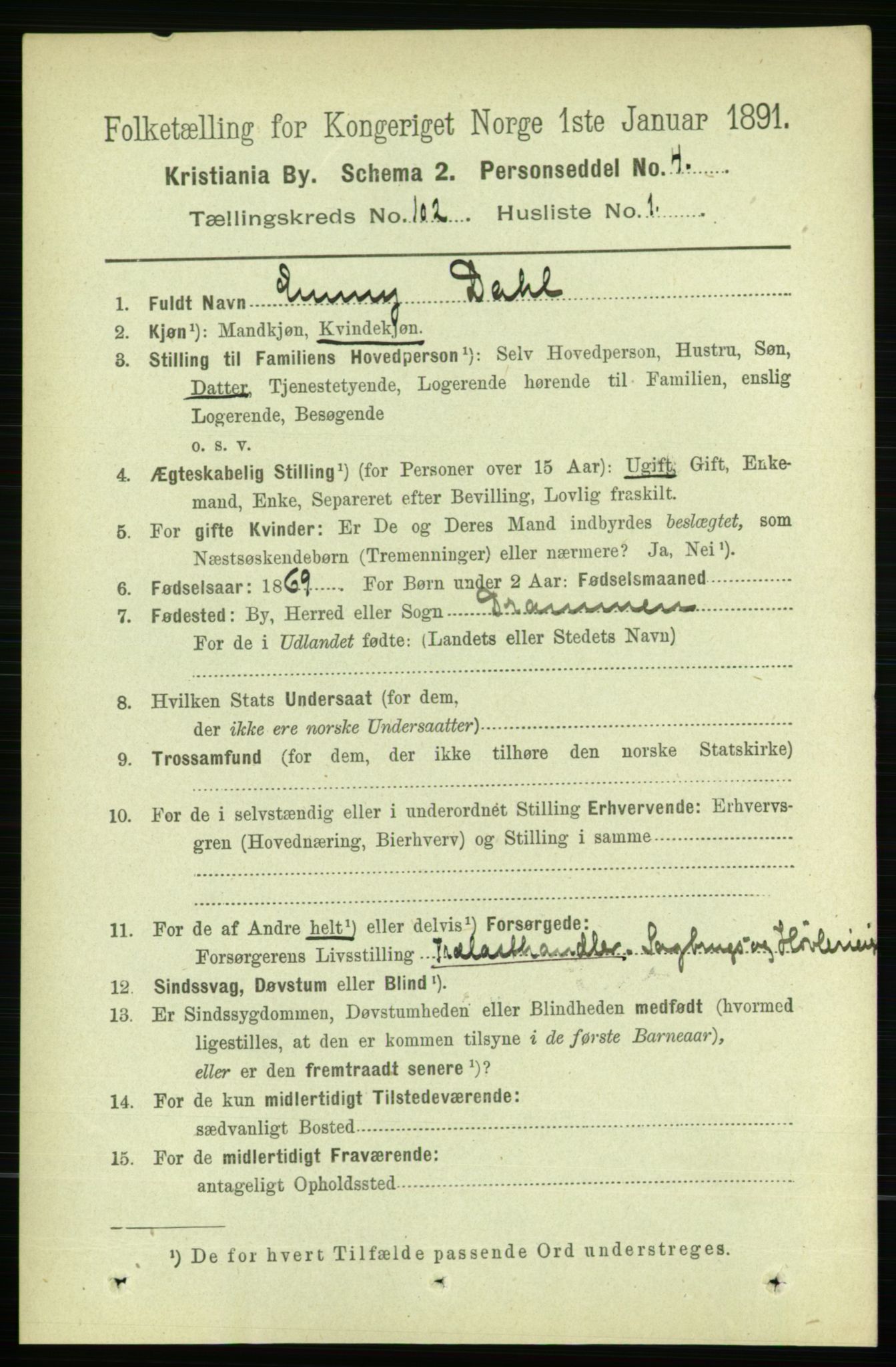 RA, 1891 census for 0301 Kristiania, 1891, p. 50623