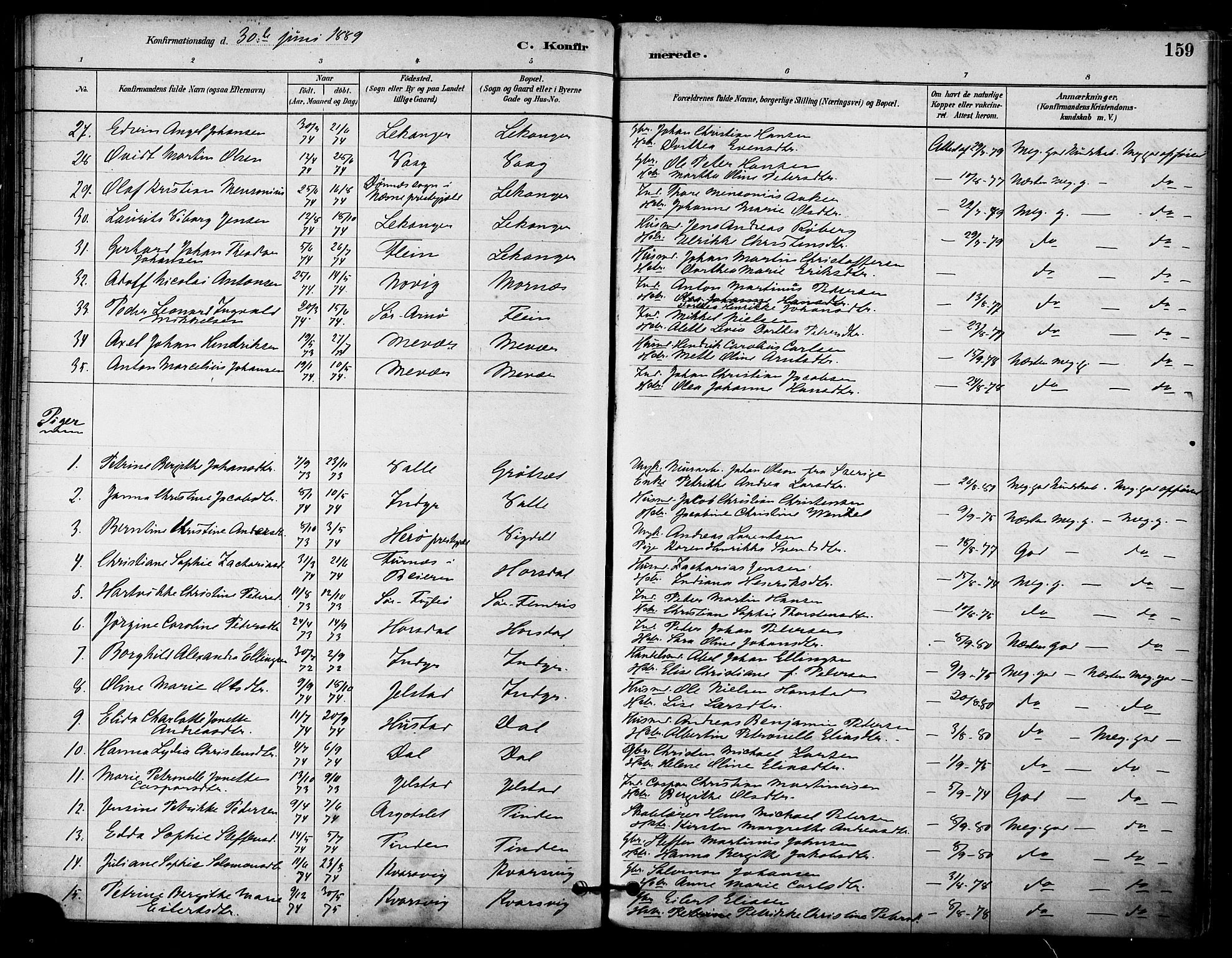 Ministerialprotokoller, klokkerbøker og fødselsregistre - Nordland, AV/SAT-A-1459/805/L0099: Parish register (official) no. 805A06, 1880-1891, p. 159