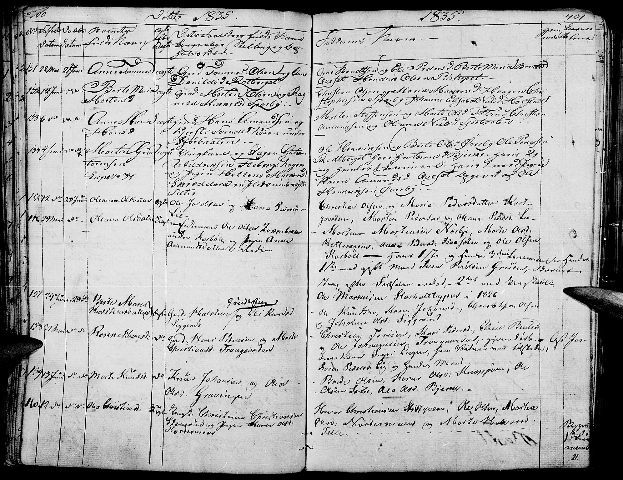 Hof prestekontor, SAH/PREST-038/H/Ha/Haa/L0006: Parish register (official) no. 6, 1822-1841, p. 400-401