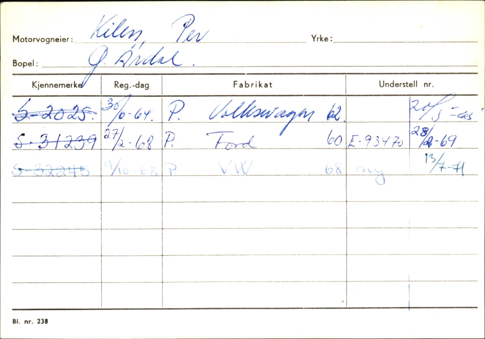 Statens vegvesen, Sogn og Fjordane vegkontor, AV/SAB-A-5301/4/F/L0145: Registerkort Vågsøy S-Å. Årdal I-P, 1945-1975, p. 1106