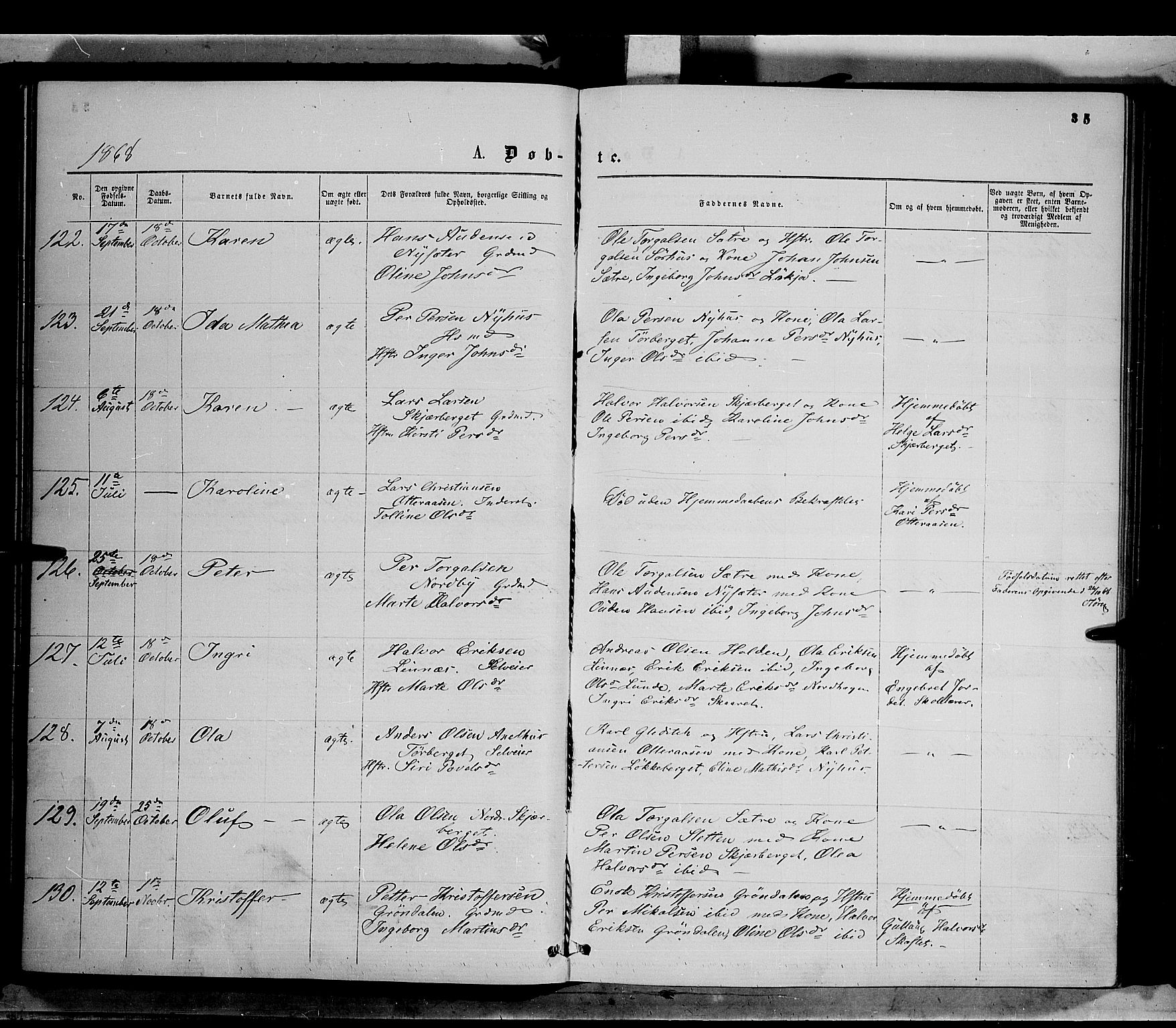 Trysil prestekontor, AV/SAH-PREST-046/H/Ha/Haa/L0006: Parish register (official) no. 6, 1866-1873, p. 35