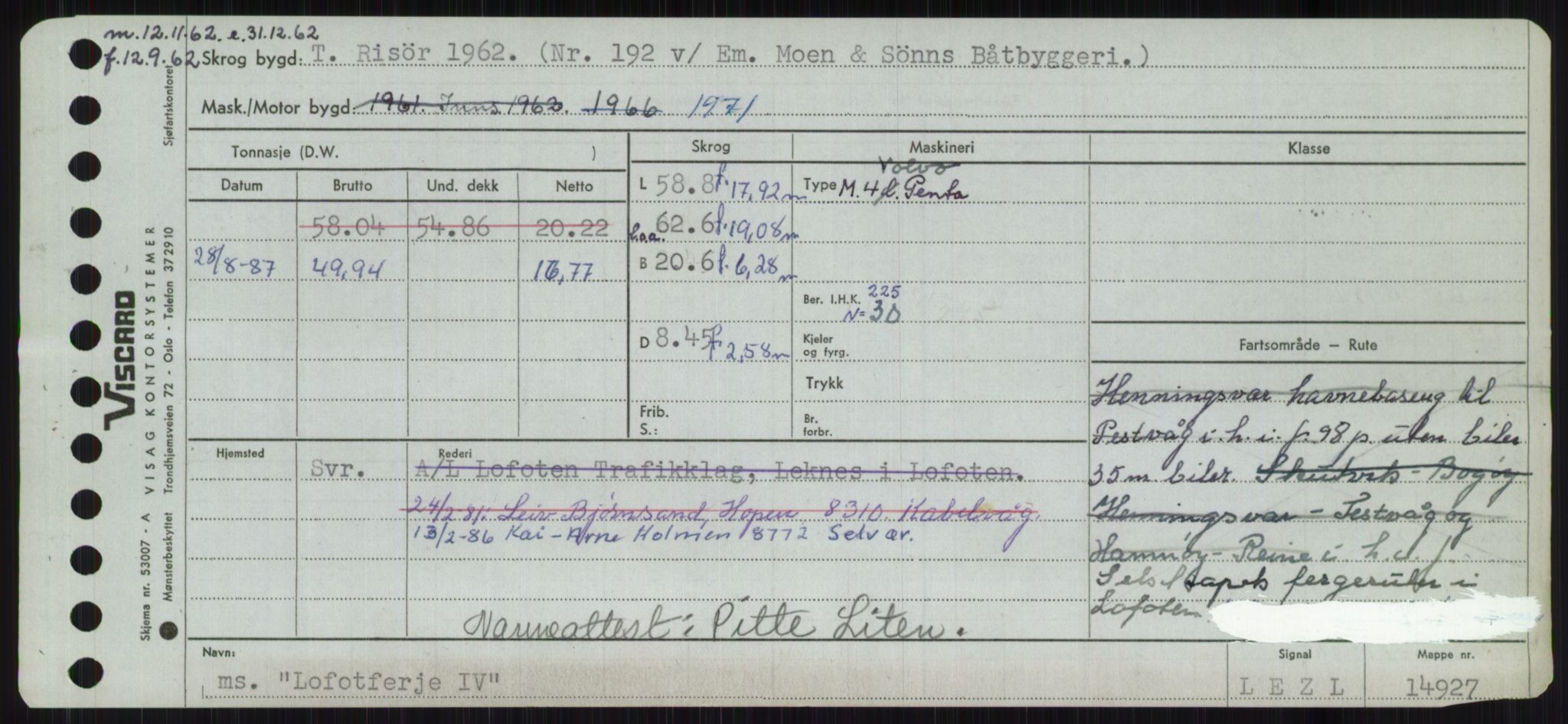 Sjøfartsdirektoratet med forløpere, Skipsmålingen, RA/S-1627/H/Ha/L0003/0002: Fartøy, Hilm-Mar / Fartøy, Kom-Mar, p. 559