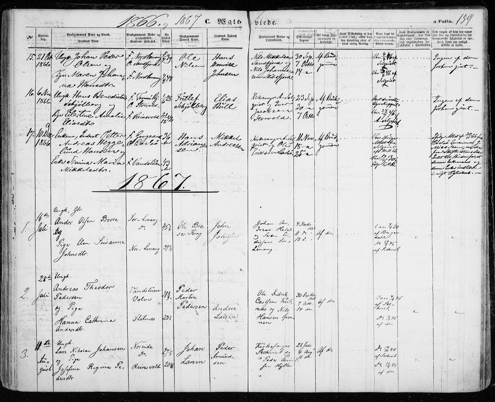 Karlsøy sokneprestembete, SATØ/S-1299/H/Ha/Haa/L0004kirke: Parish register (official) no. 4, 1861-1871, p. 159