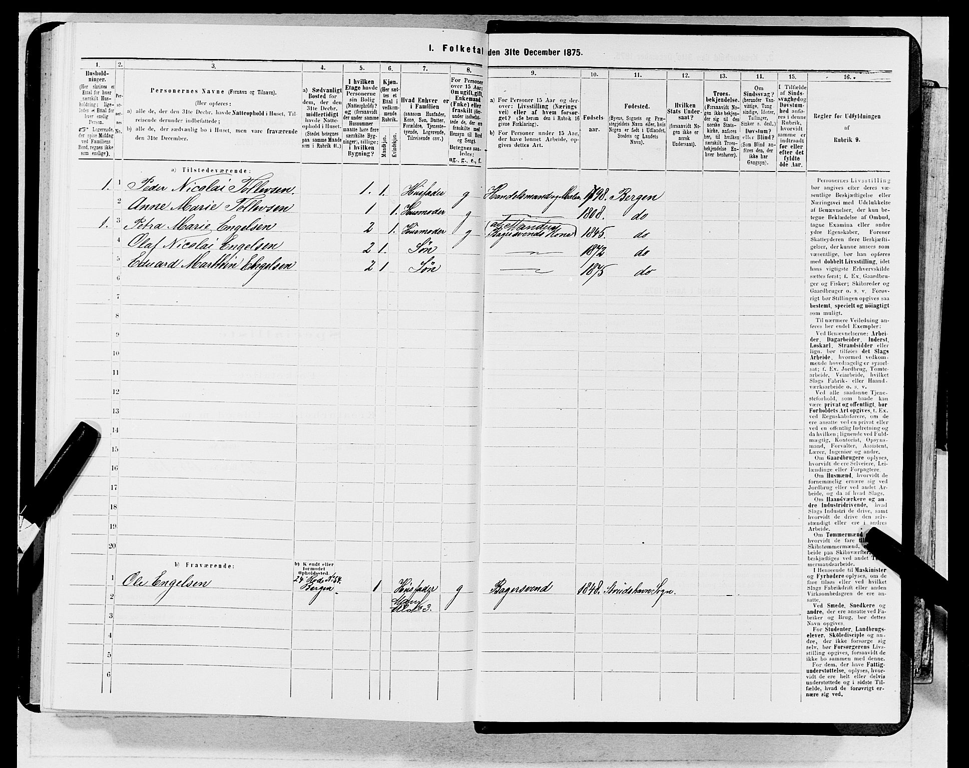 SAB, 1875 census for 1301 Bergen, 1875, p. 4845