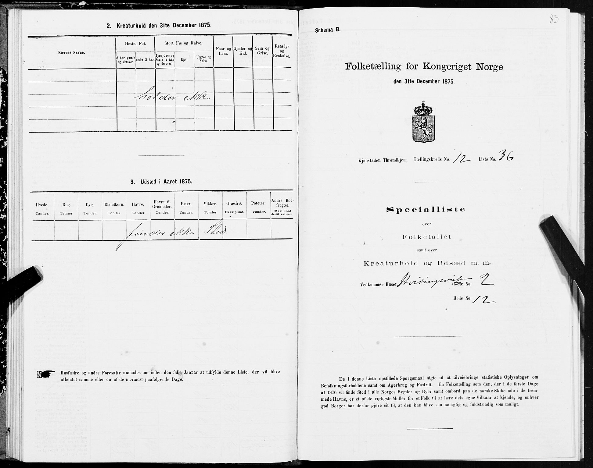 SAT, 1875 census for 1601 Trondheim, 1875, p. 7083