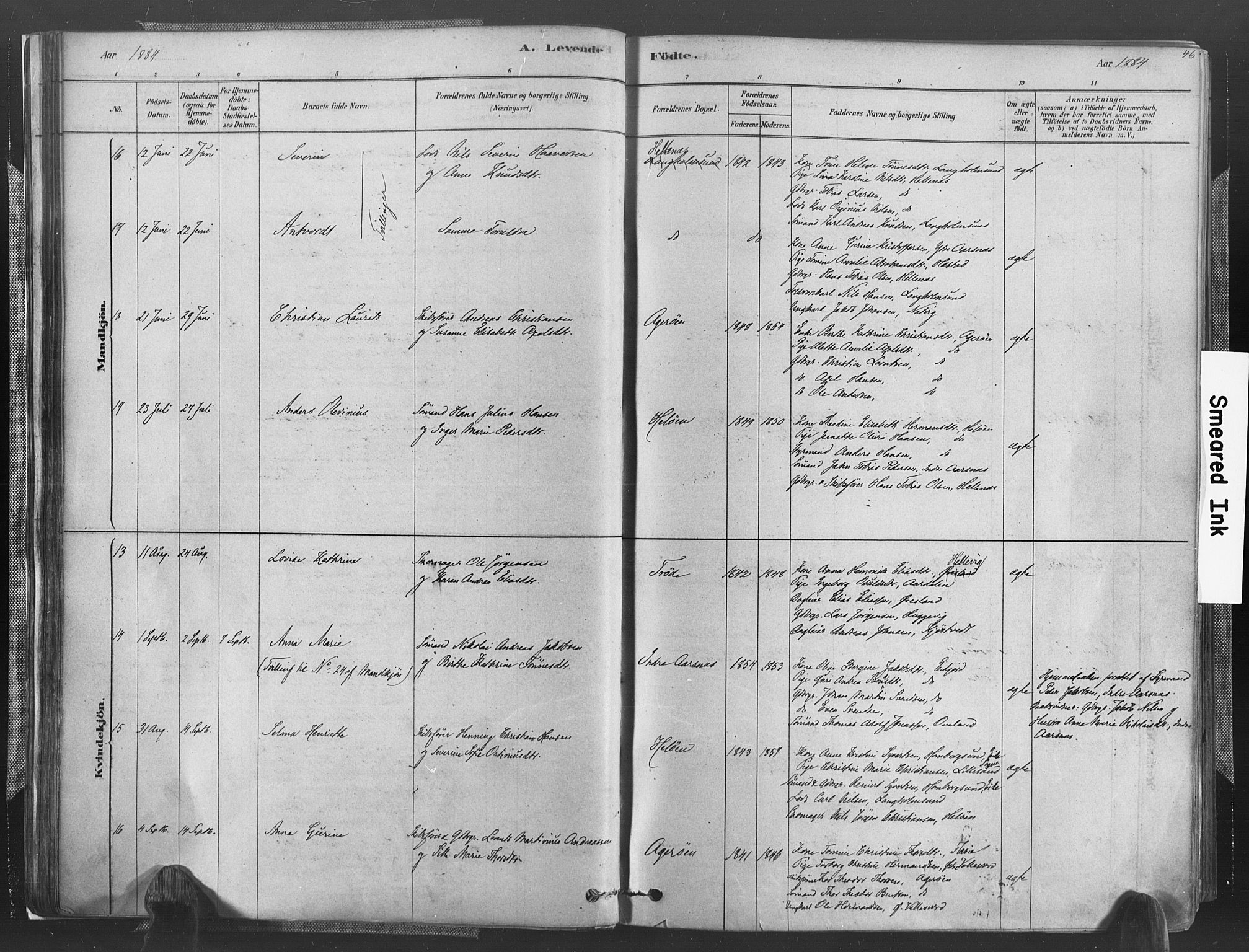 Høvåg sokneprestkontor, AV/SAK-1111-0025/F/Fa/L0005: Parish register (official) no. A 5, 1878-1893, p. 46