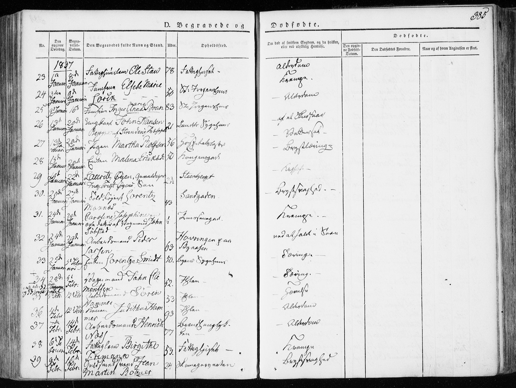 Ministerialprotokoller, klokkerbøker og fødselsregistre - Sør-Trøndelag, SAT/A-1456/601/L0047: Parish register (official) no. 601A15, 1831-1839, p. 385