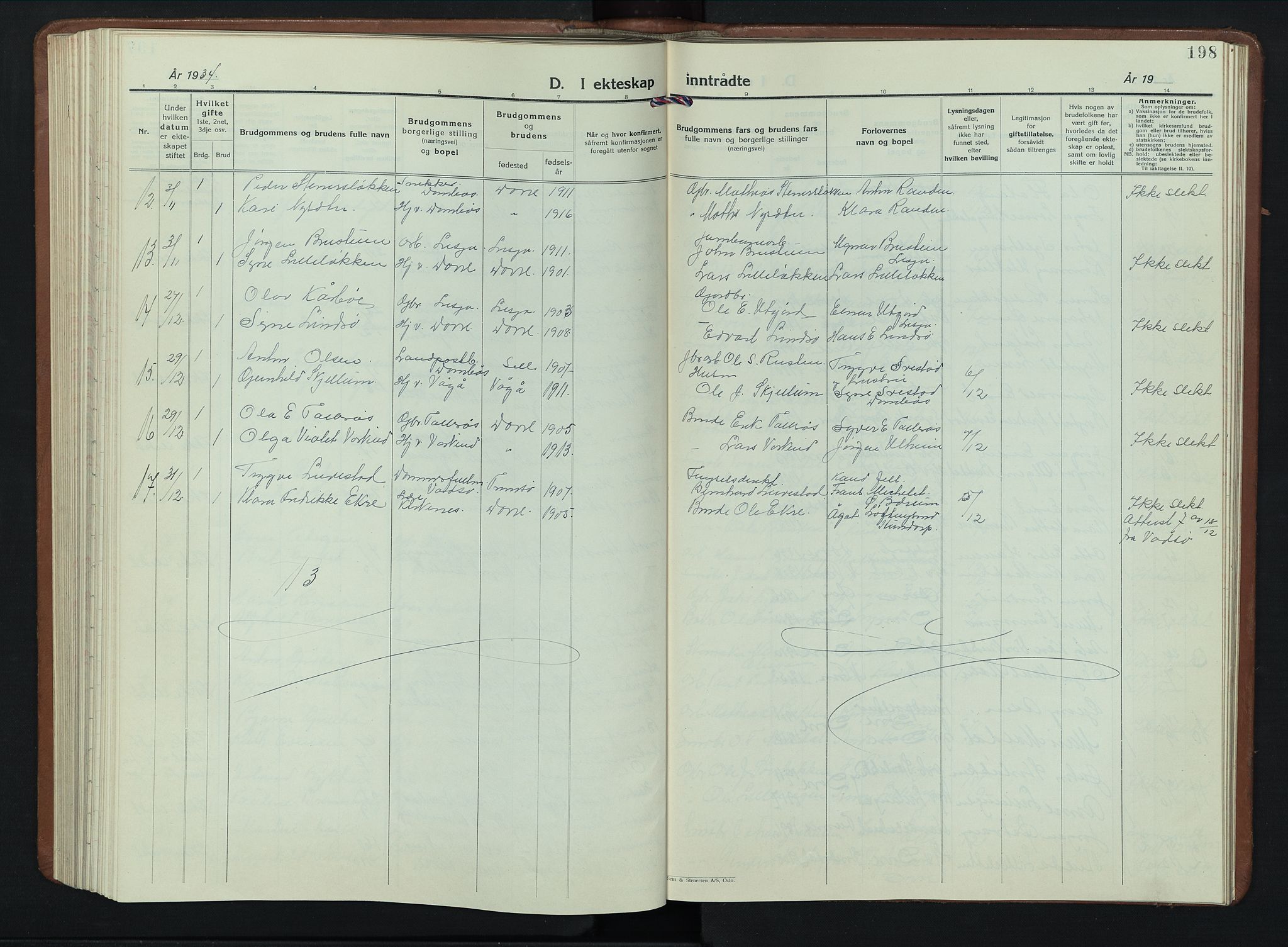 Dovre prestekontor, AV/SAH-PREST-066/H/Ha/Hab/L0004: Parish register (copy) no. 4, 1926-1949, p. 198