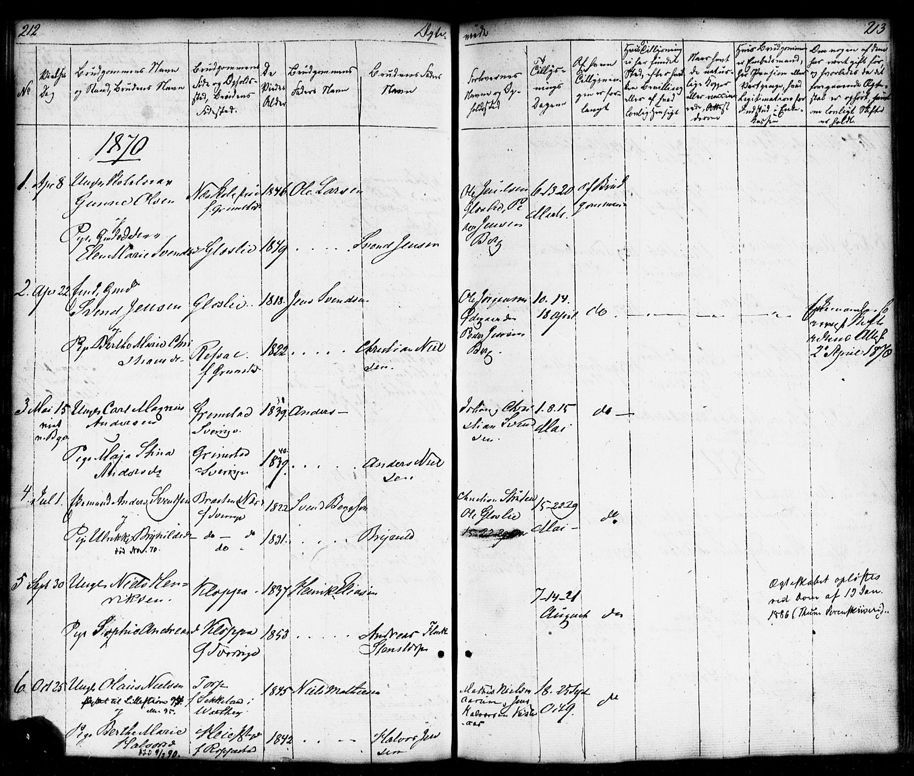 Borge prestekontor Kirkebøker, SAO/A-10903/F/Fb/L0002: Parish register (official) no. II 2, 1853-1877, p. 212-213