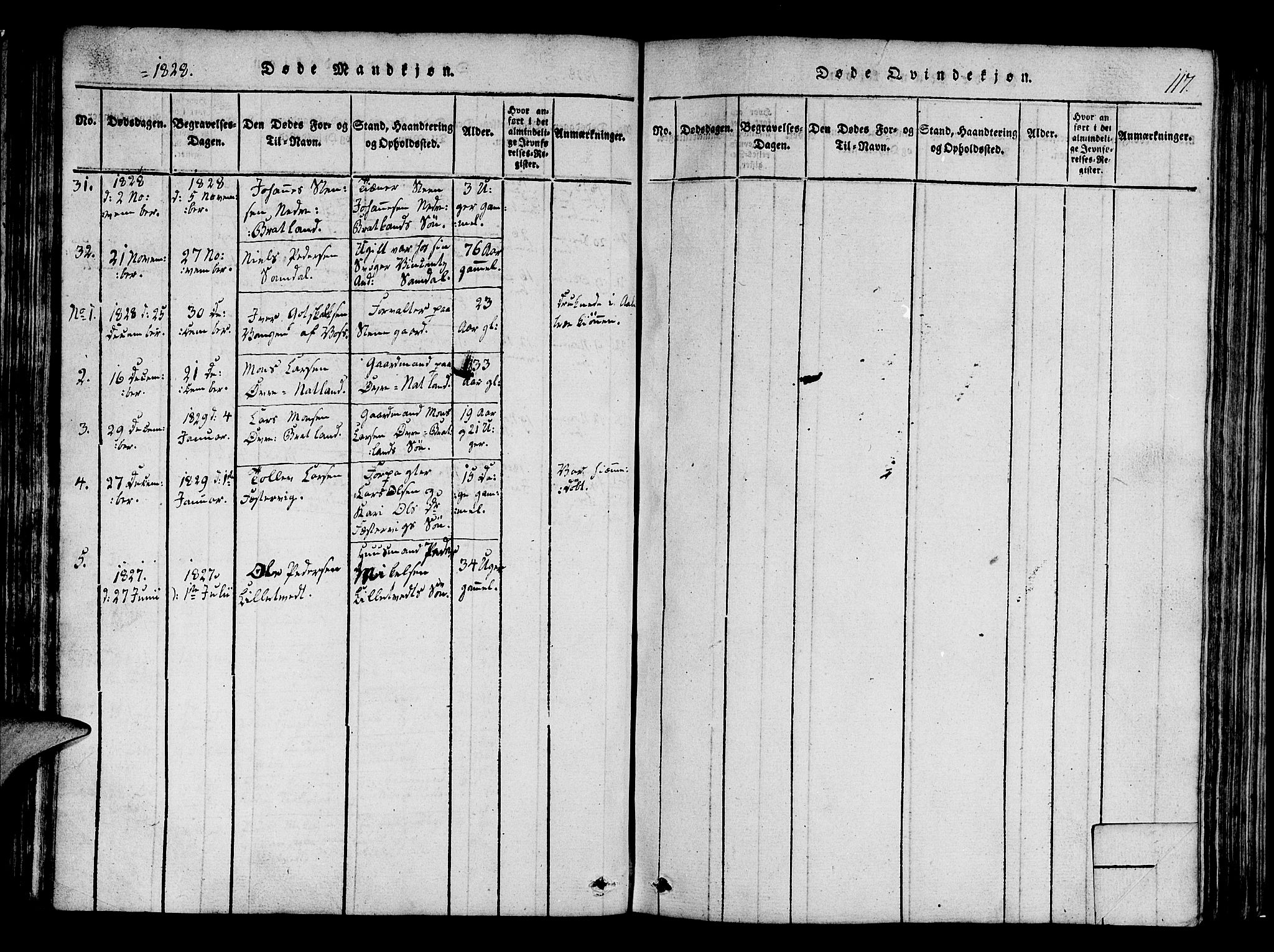 Fana Sokneprestembete, AV/SAB-A-75101/H/Haa/Haaa/L0007: Parish register (official) no. A 7, 1816-1828, p. 117