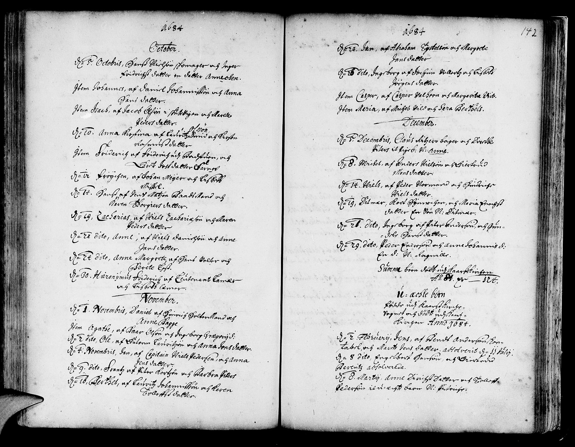 Korskirken sokneprestembete, SAB/A-76101/H/Haa/L0001: Parish register (official) no. A 1, 1674-1688, p. 142