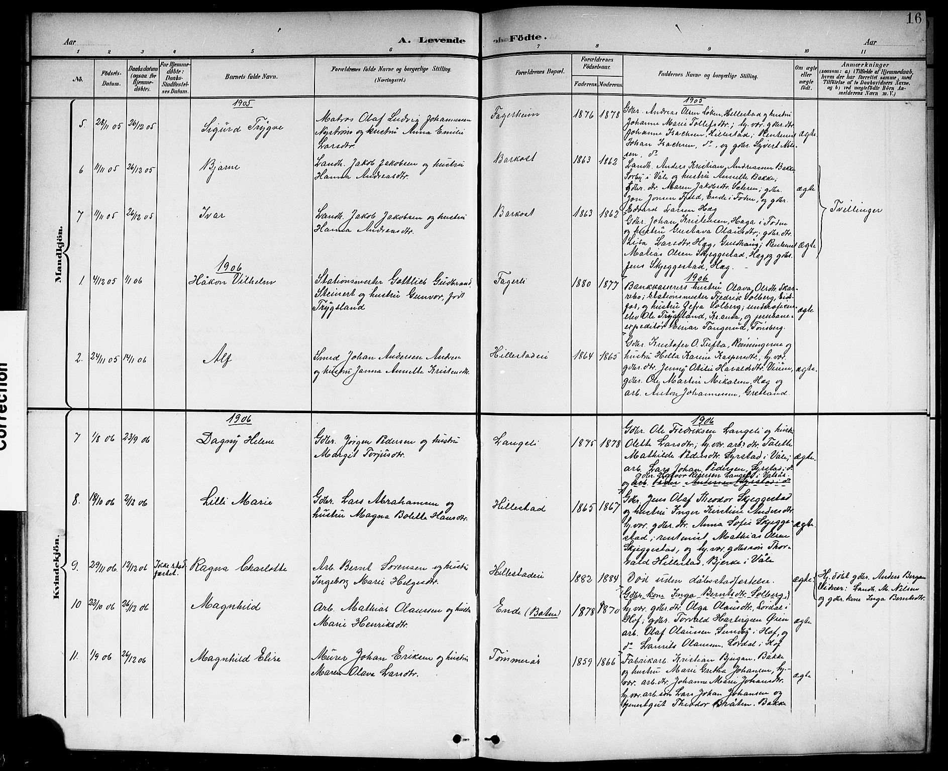 Botne kirkebøker, SAKO/A-340/G/Gb/L0004: Parish register (copy) no. II 3, 1899-1917, p. 16