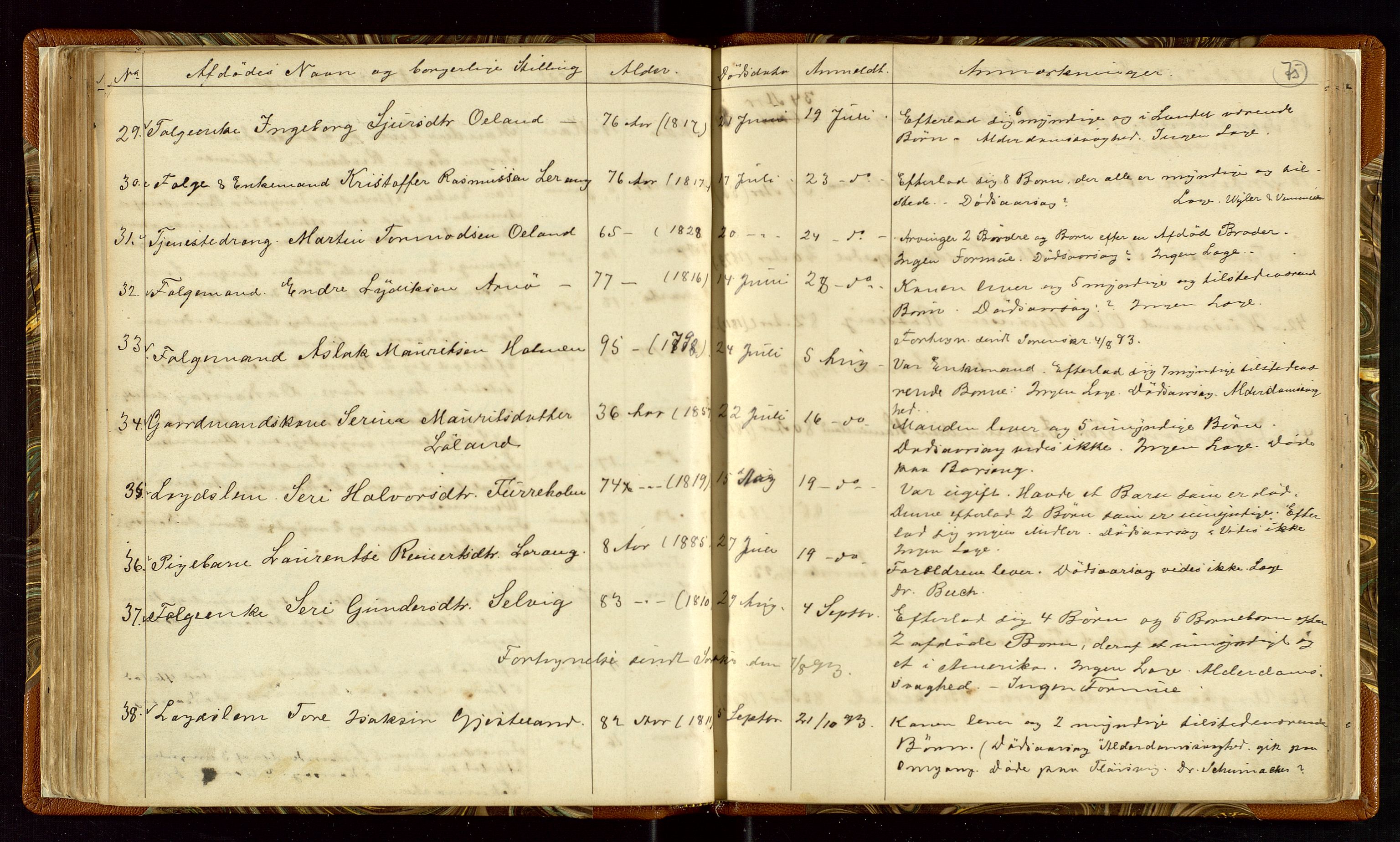 Høle og Forsand lensmannskontor, SAST/A-100127/Gga/L0001: "Fortegnelse over Afdøde i Høle Thinglag fra 1ste Juli 1875 til ", 1875-1902, p. 75