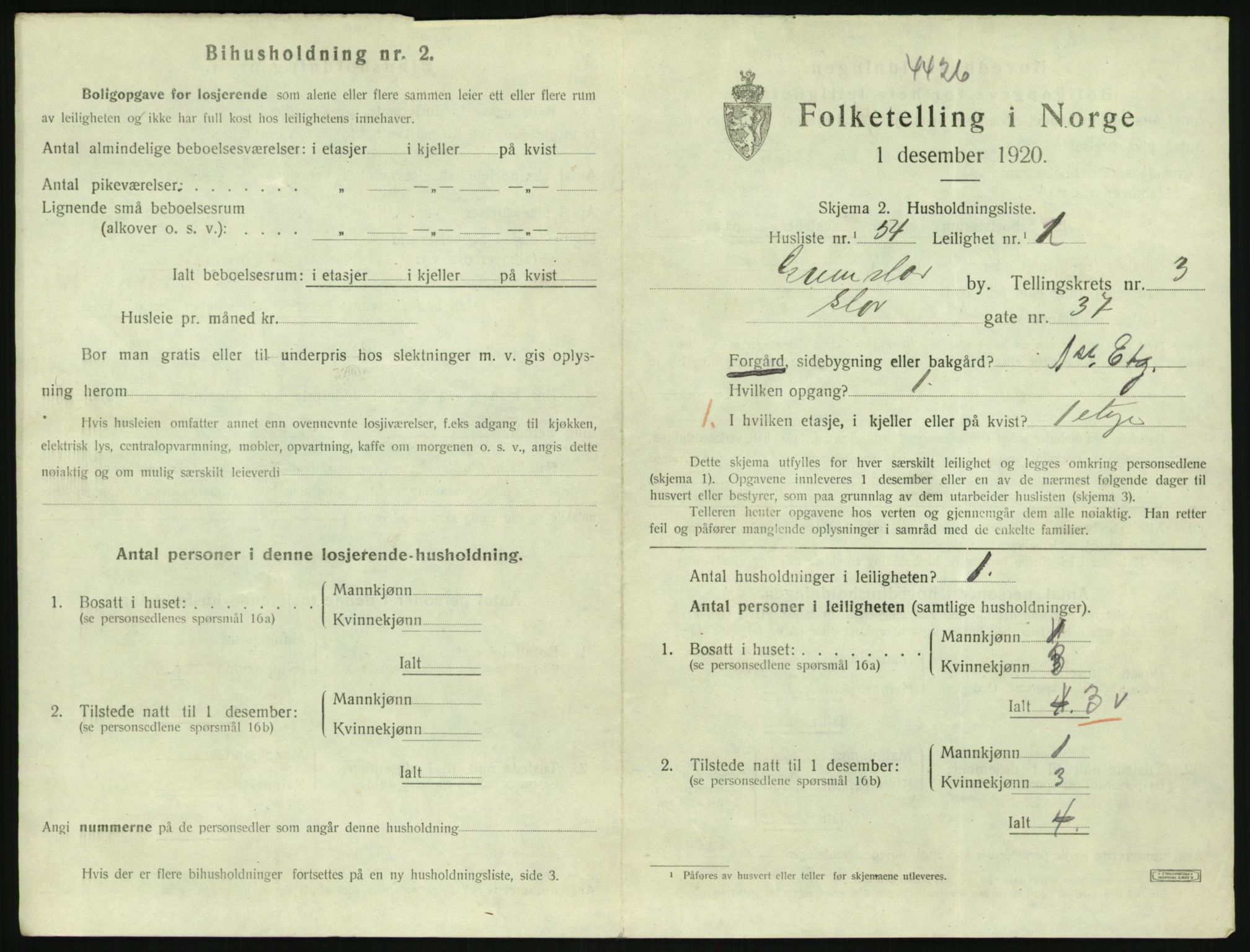 SAK, 1920 census for Grimstad, 1920, p. 1673