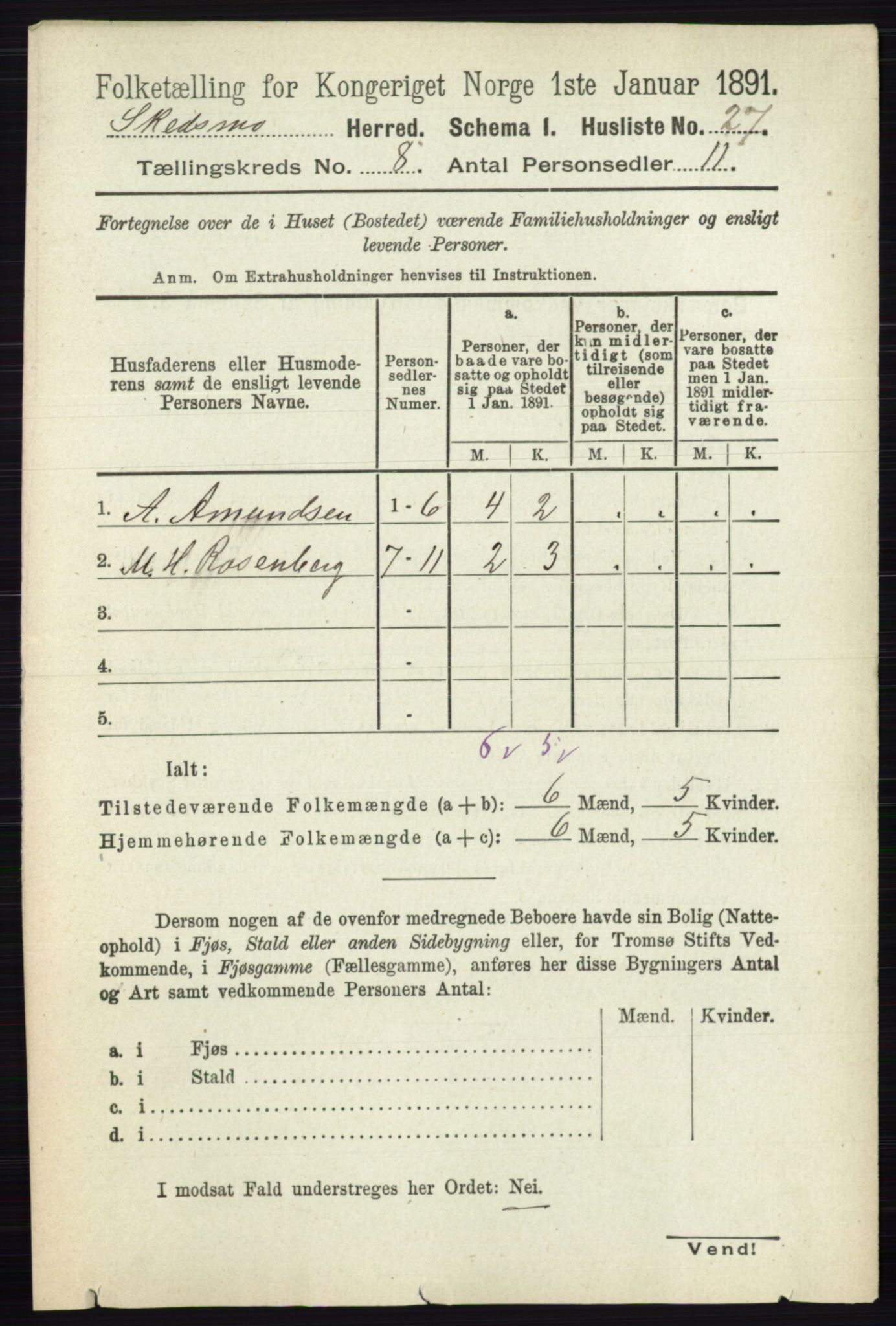 RA, 1891 census for 0231 Skedsmo, 1891, p. 3837