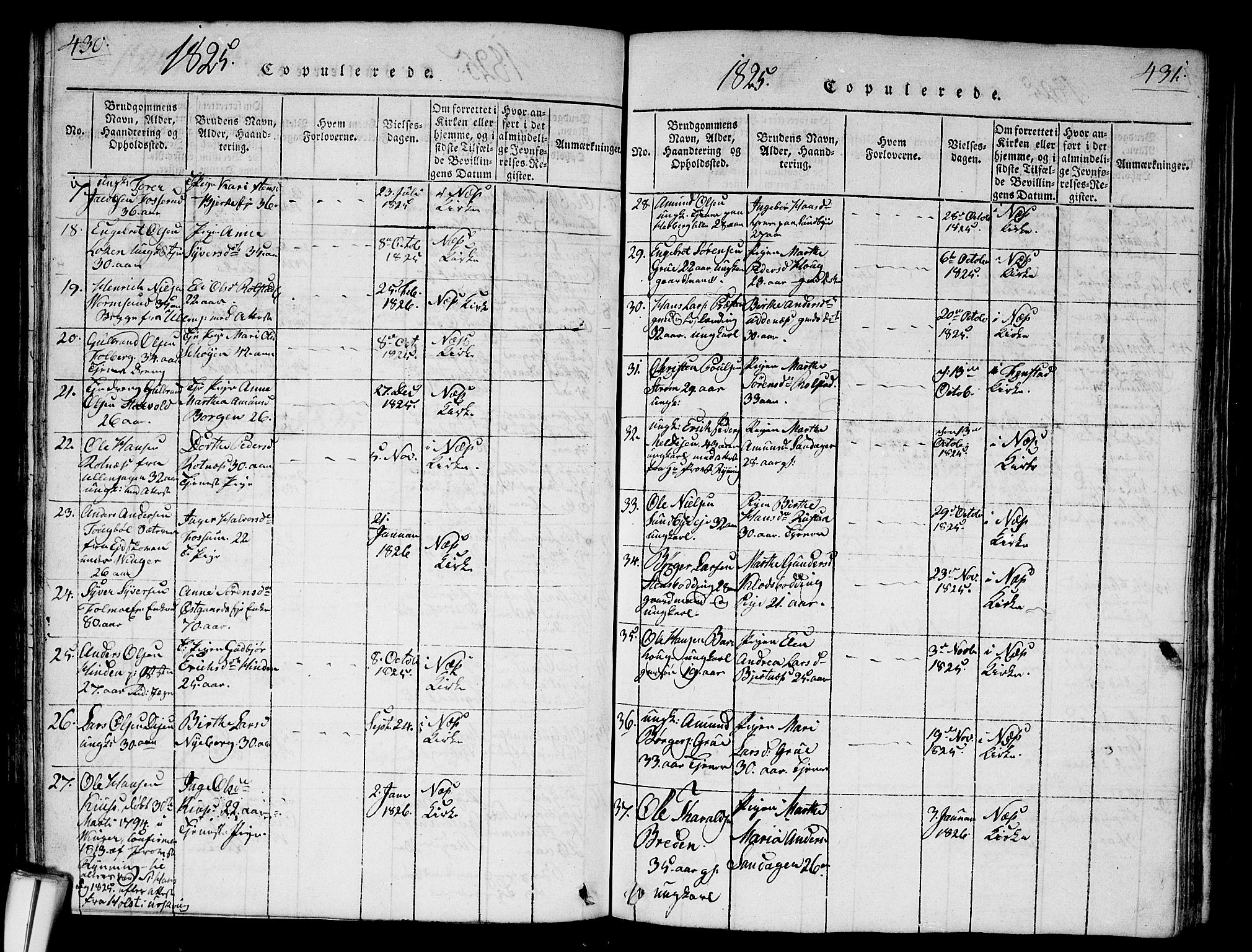 Nes prestekontor Kirkebøker, AV/SAO-A-10410/G/Ga/L0001: Parish register (copy) no. I 1, 1815-1835, p. 430-431