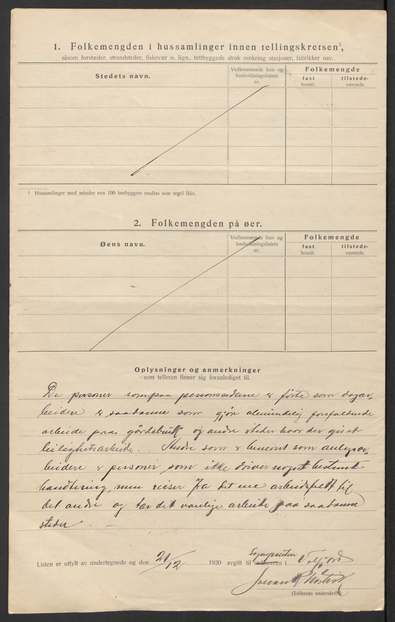 SAT, 1920 census for Velfjord, 1920, p. 17