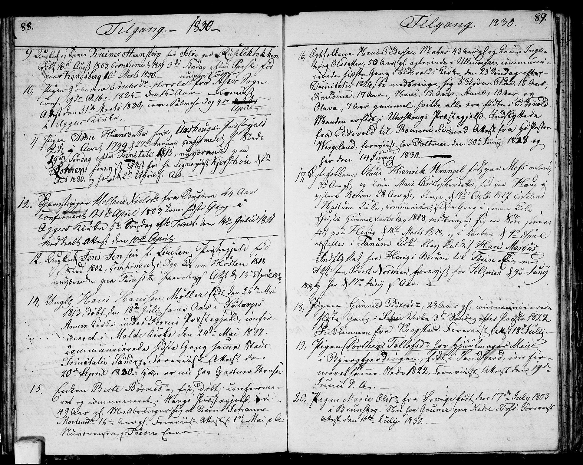 Aker prestekontor kirkebøker, SAO/A-10861/F/L0014a: Parish register (official) no. 14A, 1820-1833, p. 88-89