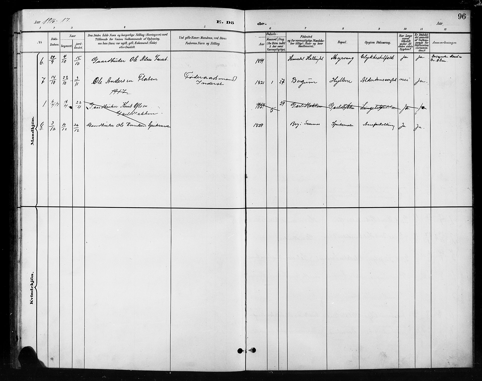 Nord-Aurdal prestekontor, SAH/PREST-132/H/Ha/Hab/L0011: Parish register (copy) no. 11, 1897-1918, p. 96