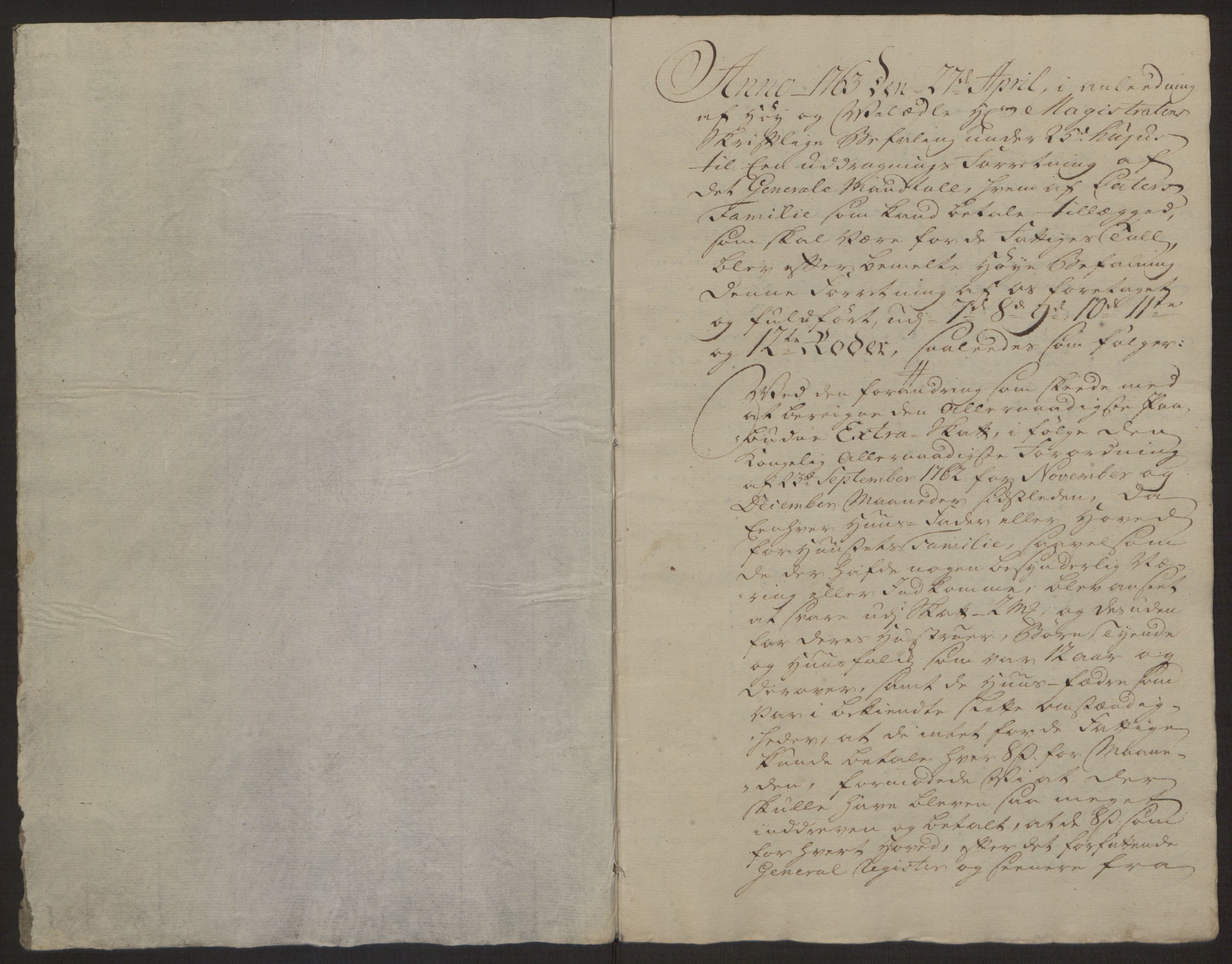 Rentekammeret inntil 1814, Reviderte regnskaper, Byregnskaper, RA/EA-4066/R/Rp/L0366/0001: [P20] Kontribusjonsregnskap / Ekstraskatt, 1763, p. 168