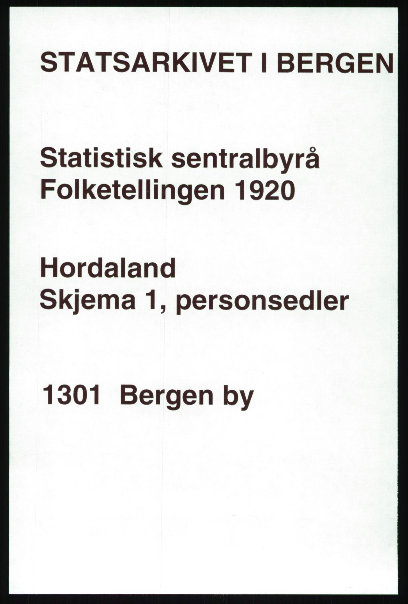 SAB, 1920 census for Bergen, 1920, p. 184786