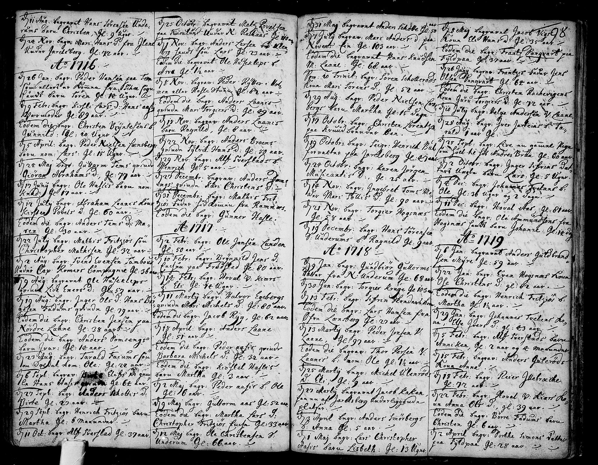 Sem kirkebøker, SAKO/A-5/F/Fa/L0001: Parish register (official) no. I 1, 1702-1763, p. 98