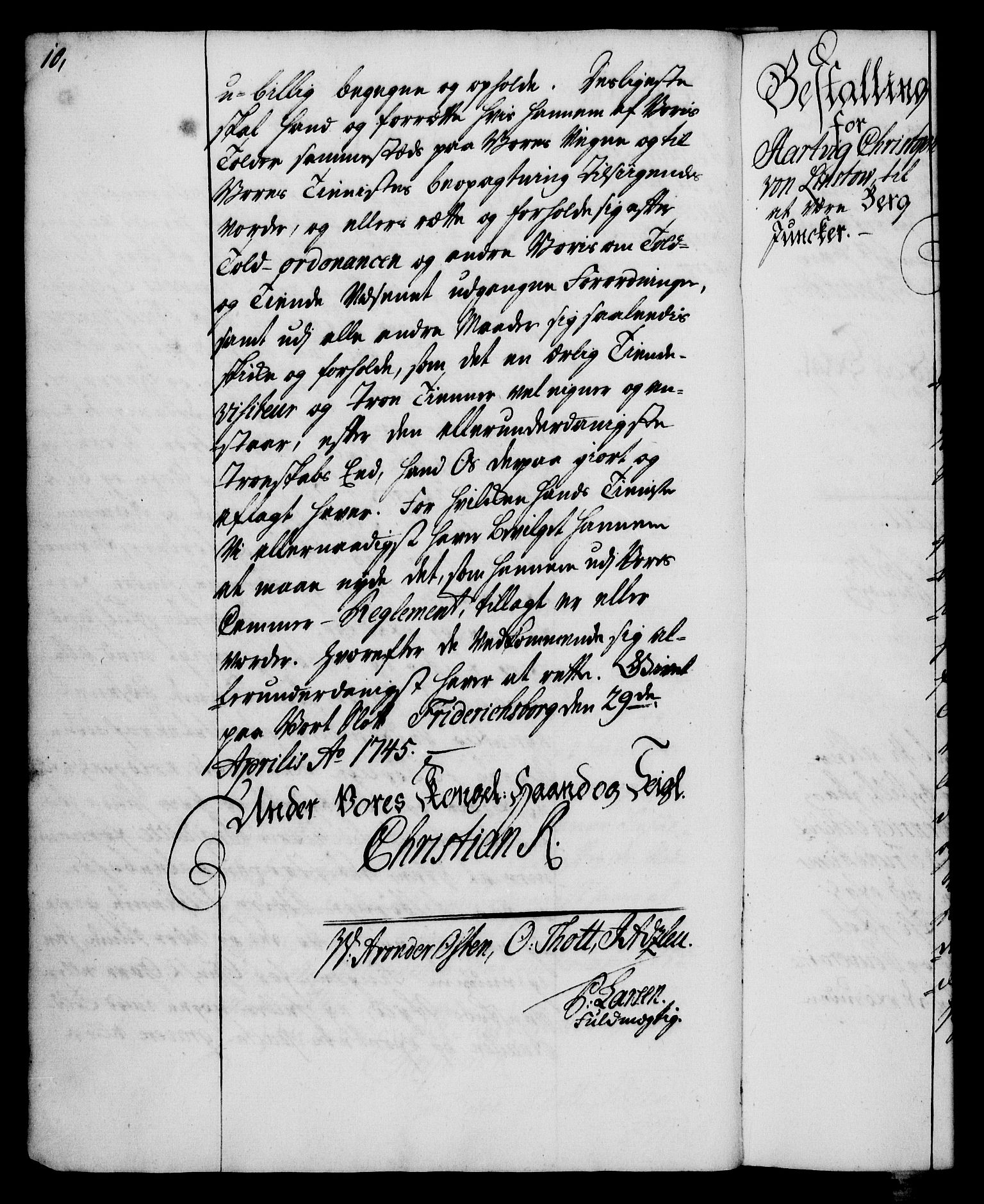 Rentekammeret, Kammerkanselliet, RA/EA-3111/G/Gg/Gge/L0003: Norsk bestallingsprotokoll med register (merket RK 53.27), 1745-1761, p. 10