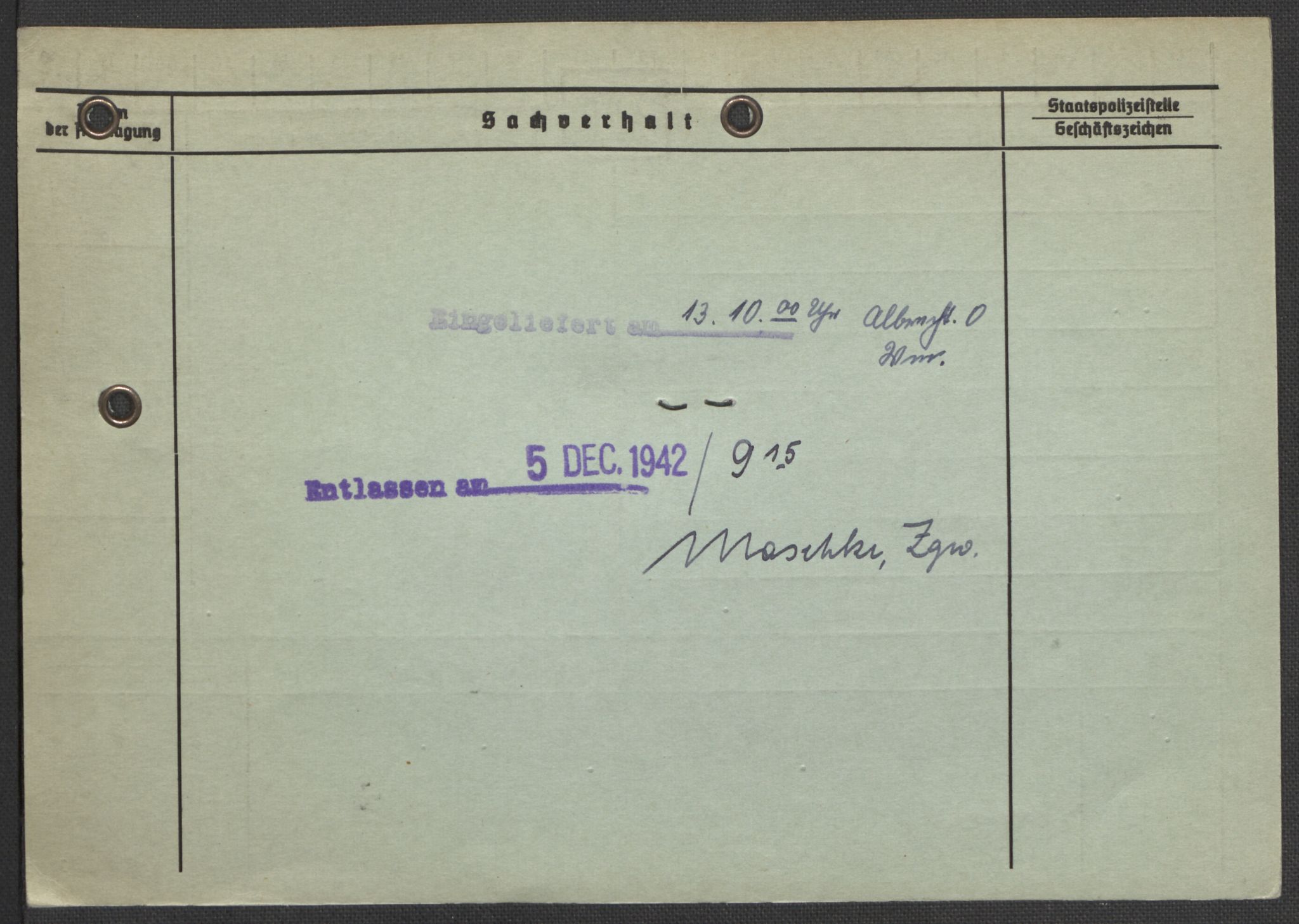 Befehlshaber der Sicherheitspolizei und des SD, AV/RA-RAFA-5969/E/Ea/Eaa/L0002: Register over norske fanger i Møllergata 19: Bj-Eng, 1940-1945, p. 1222