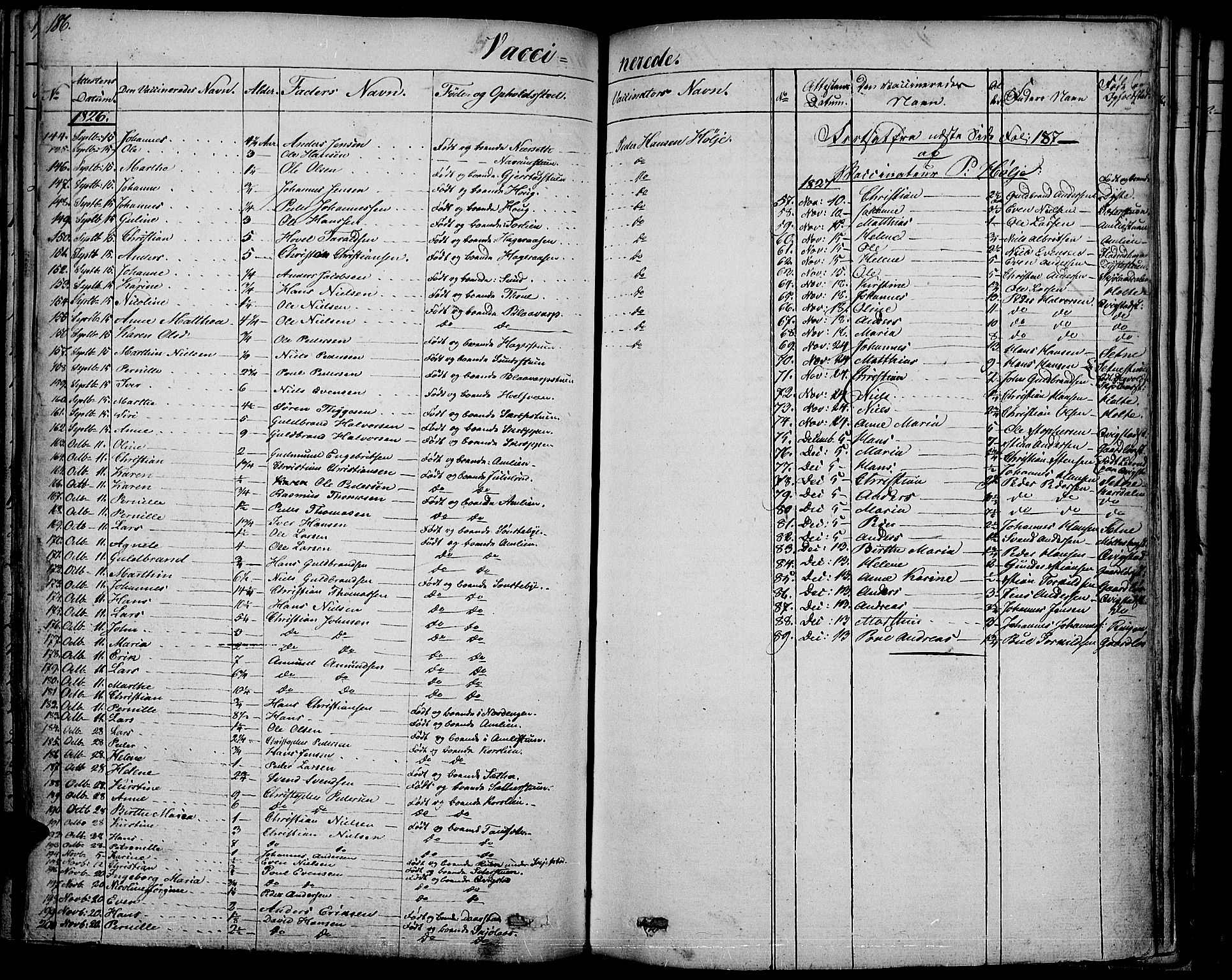 Vestre Toten prestekontor, SAH/PREST-108/H/Ha/Haa/L0002: Parish register (official) no. 2, 1825-1837, p. 186