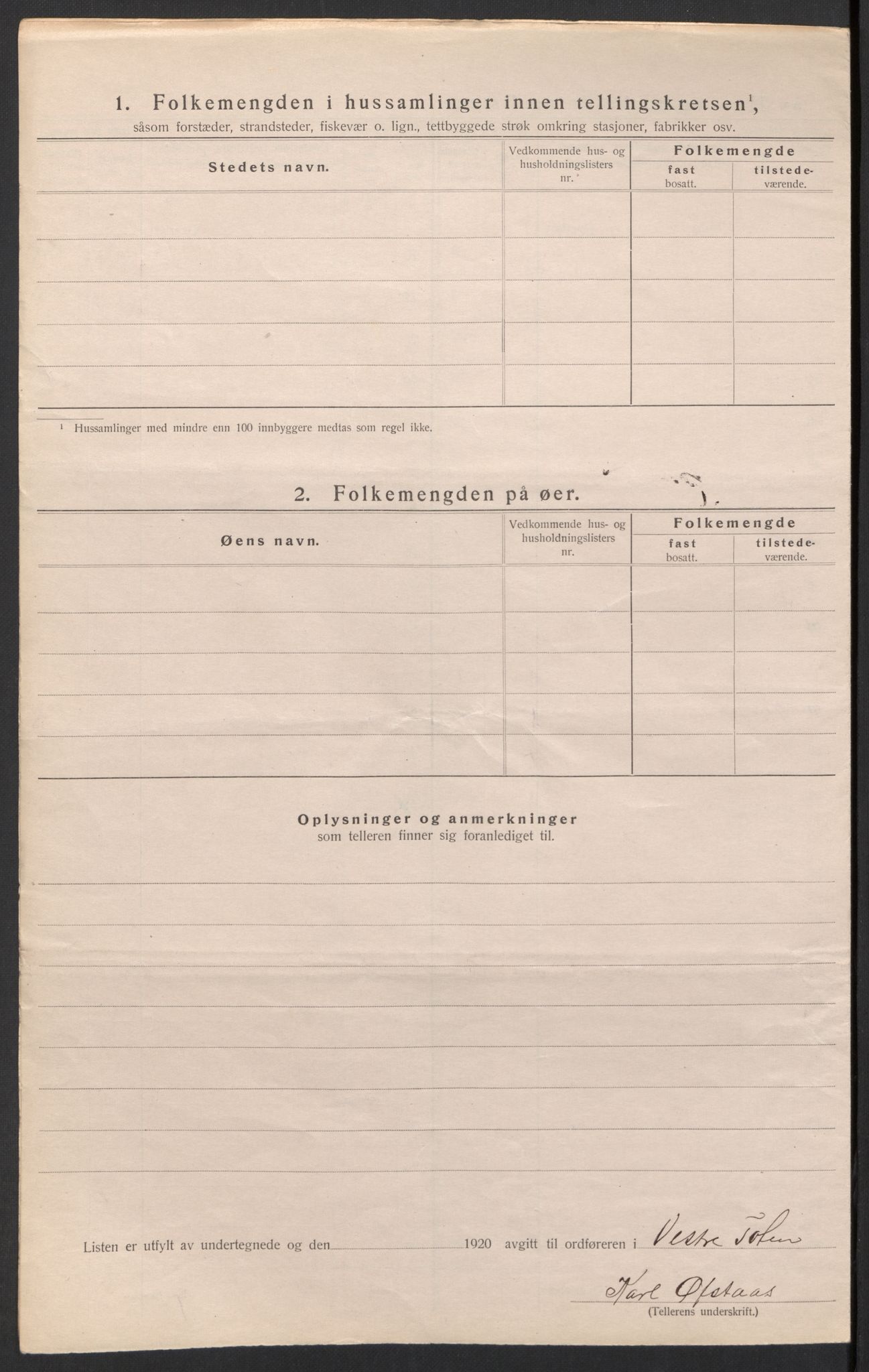 SAH, 1920 census for Vestre Toten, 1920, p. 37