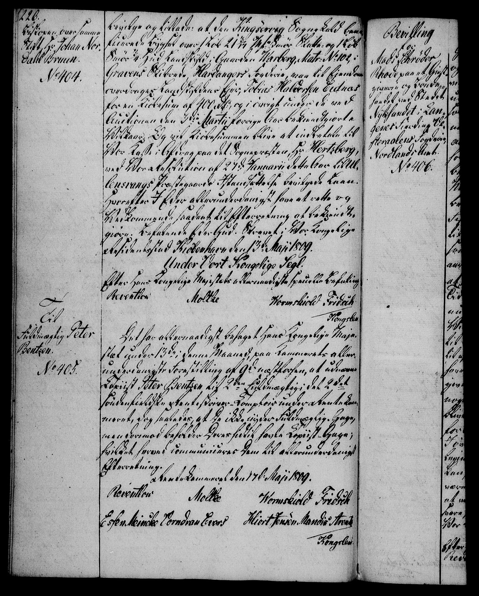 Rentekammeret, Kammerkanselliet, AV/RA-EA-3111/G/Gg/Gga/L0019: Norsk ekspedisjonsprotokoll med register (merket RK 53.19), 1807-1810, p. 226